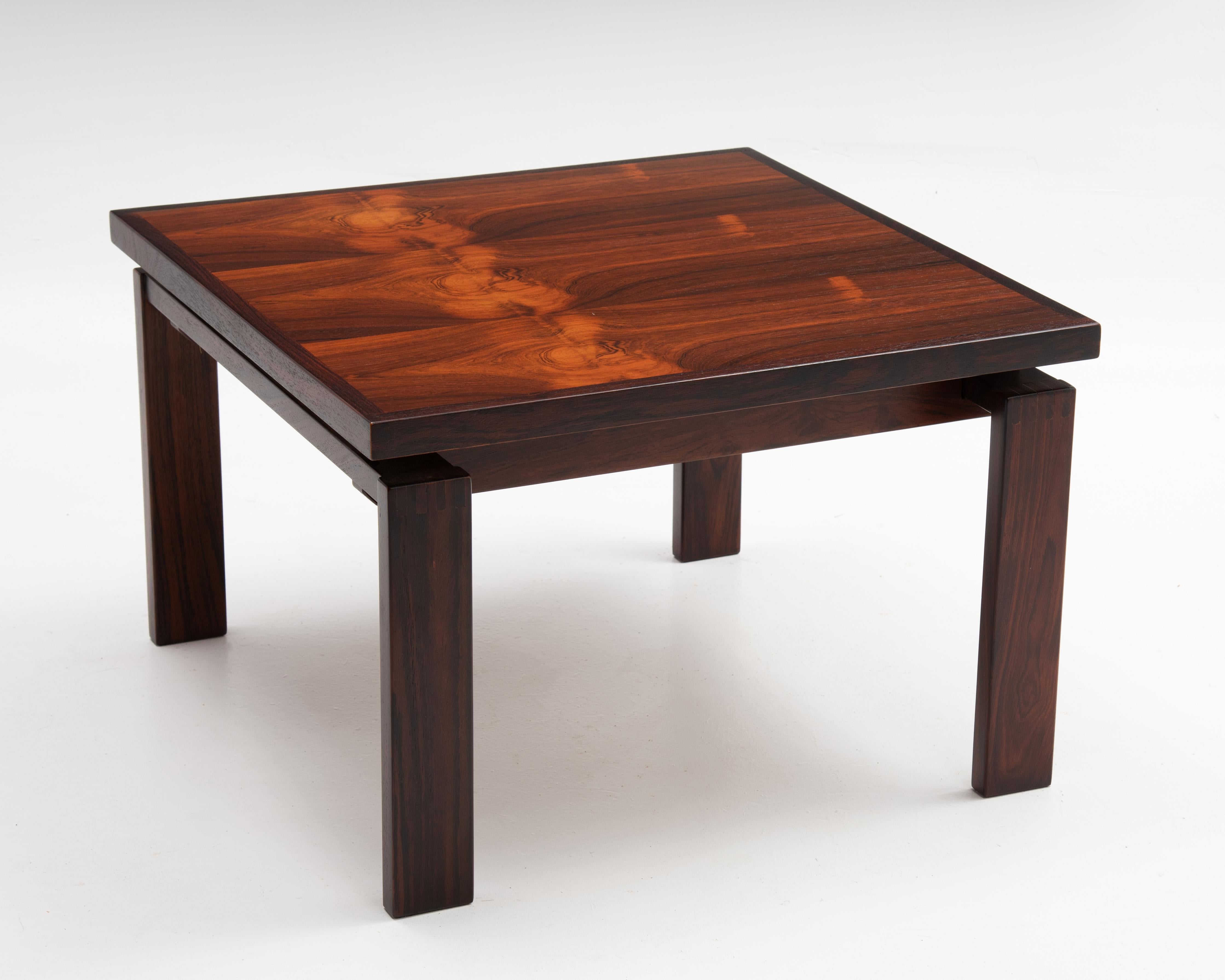 Scandinavian Modern Trioh Danish Rosewood Square Floating Top Coffee Side Lamp Table 1979 For Sale