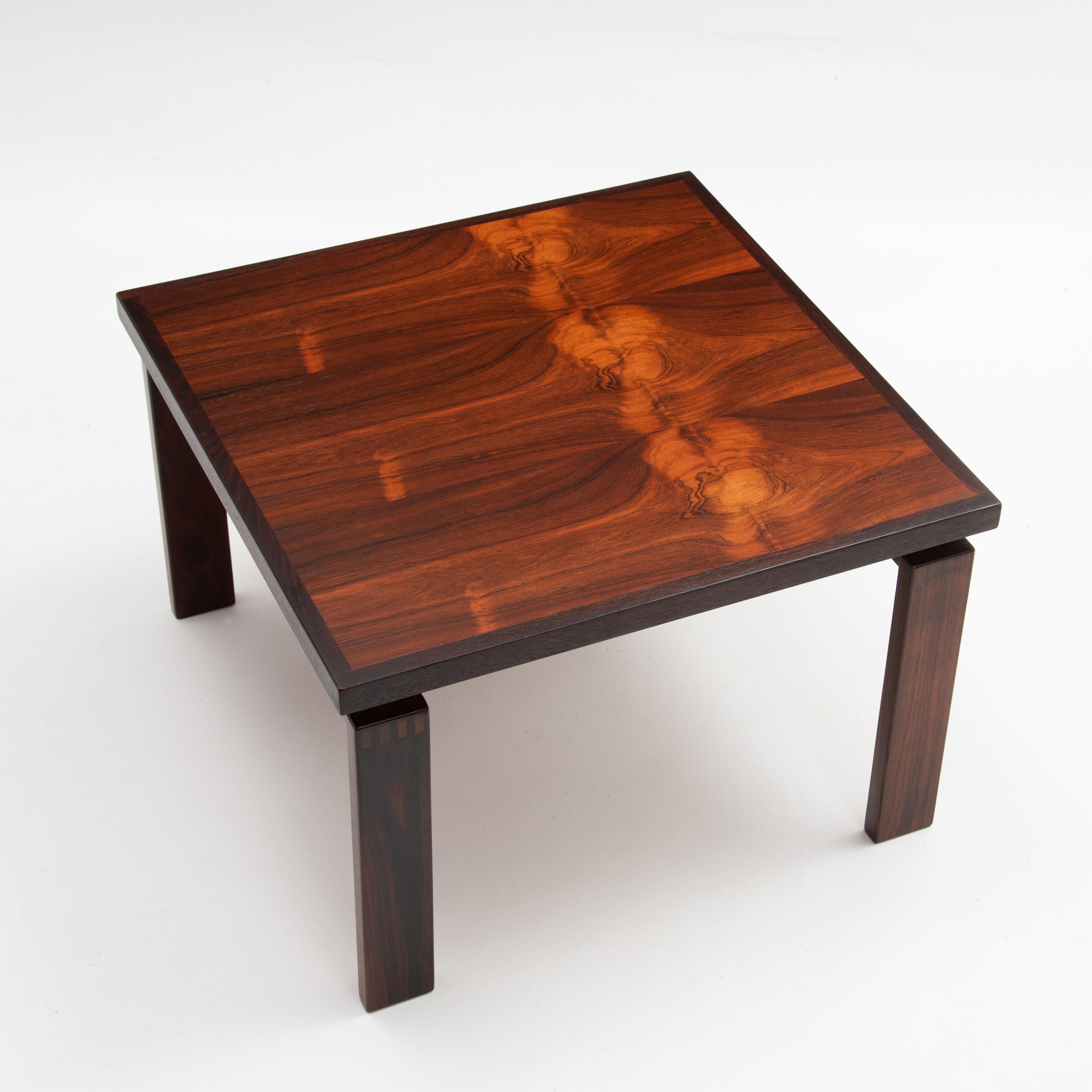 Trioh Danish Rosewood Square Floating Top Coffee Side Lamp Table 1979 For Sale 2