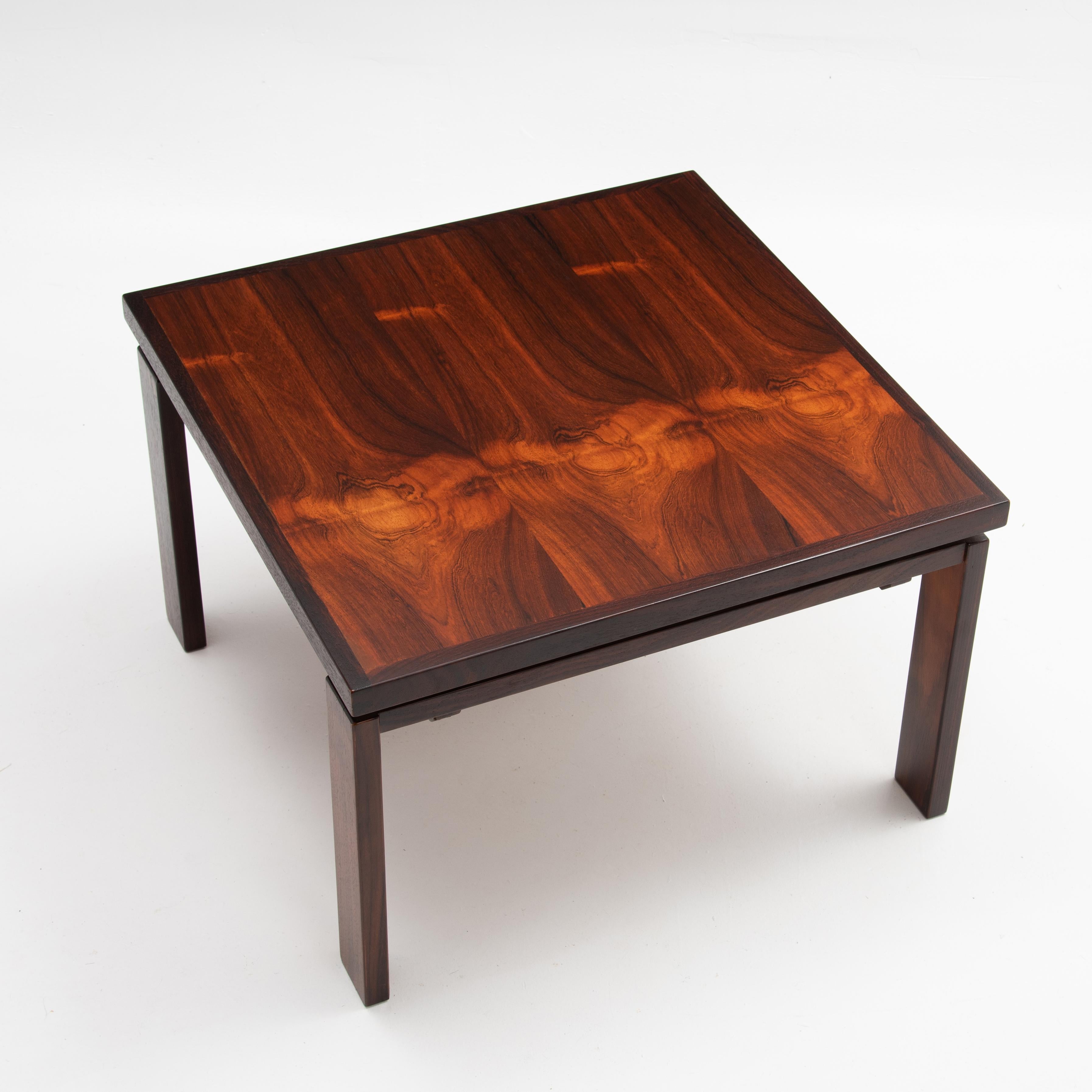 Trioh Danish Rosewood Square Floating Top Coffee Side Lamp Table 1979 For Sale 3