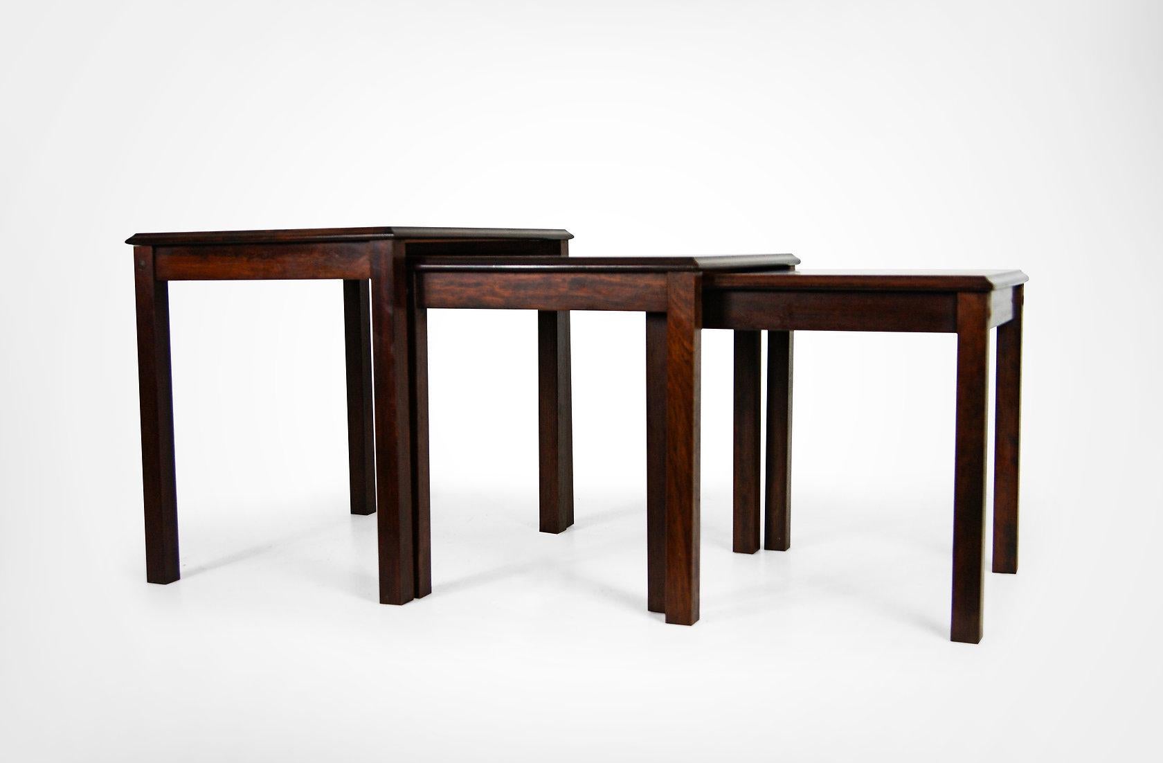 Set of three 1960s nesting tables by Trioh Denmark.
In solid rosewood with lovely patina.
Will make a nice addition to any modern interior.
Stamped 'TRIOH Made in Denmark
