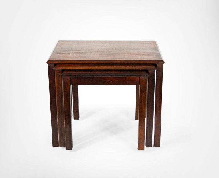 TRIOH Denmark Mid-Century Rosewood Nesting Tables In Good Condition For Sale In Torquay, GB
