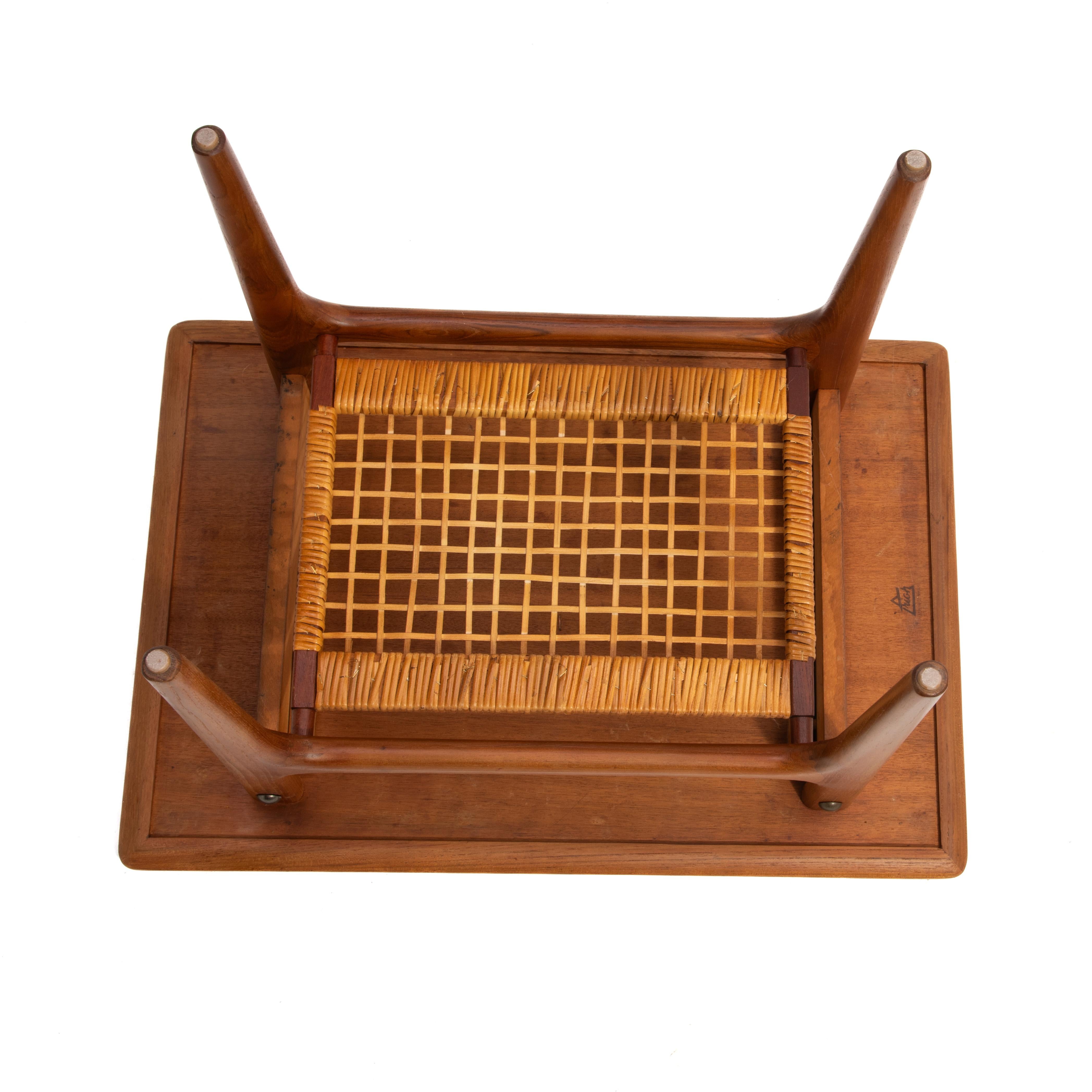 Trioh Møbelfabrik Danish Mid Century Teak Cane Side Table 8