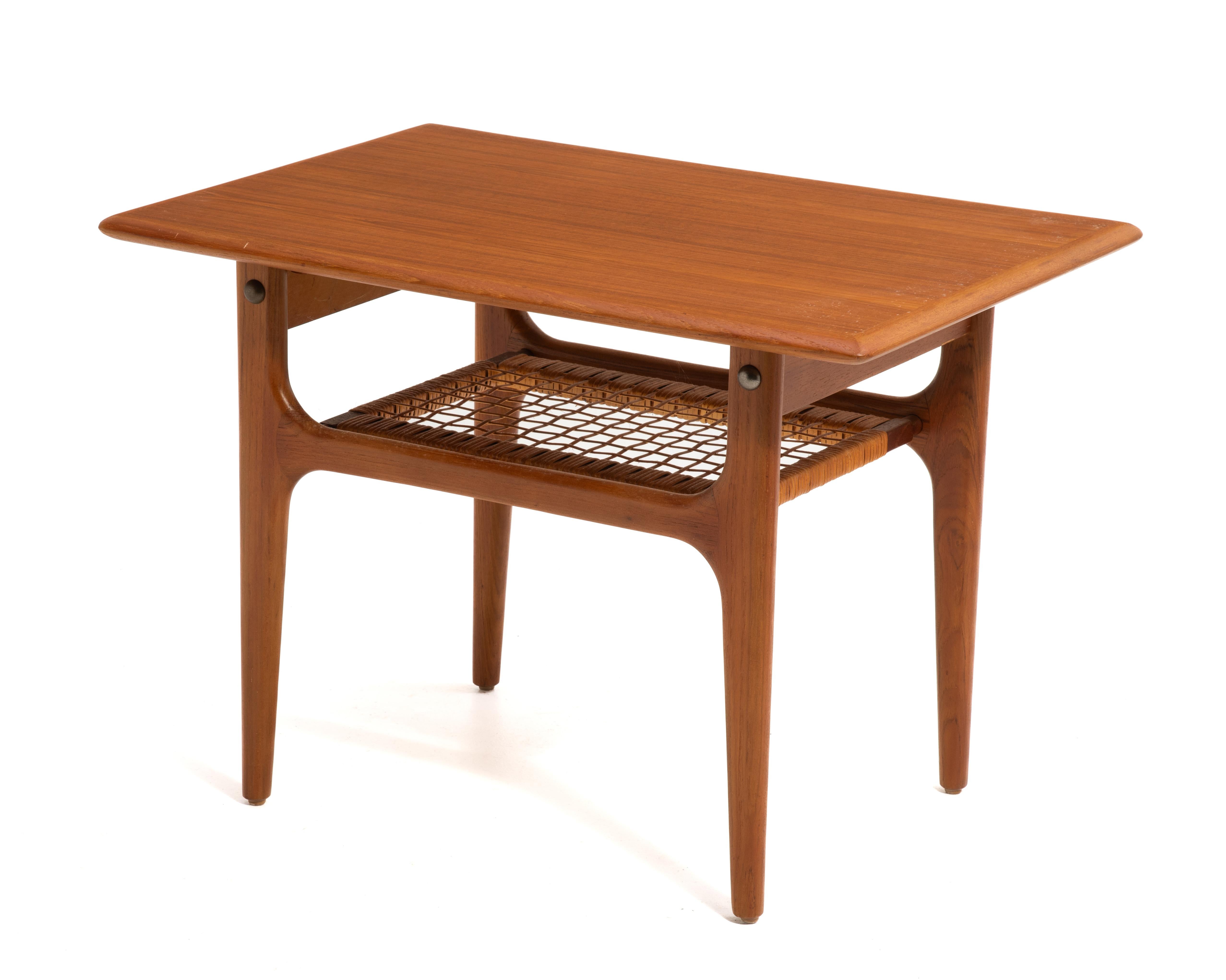 Mid-20th Century Trioh Møbelfabrik Danish Mid Century Teak Cane Side Table