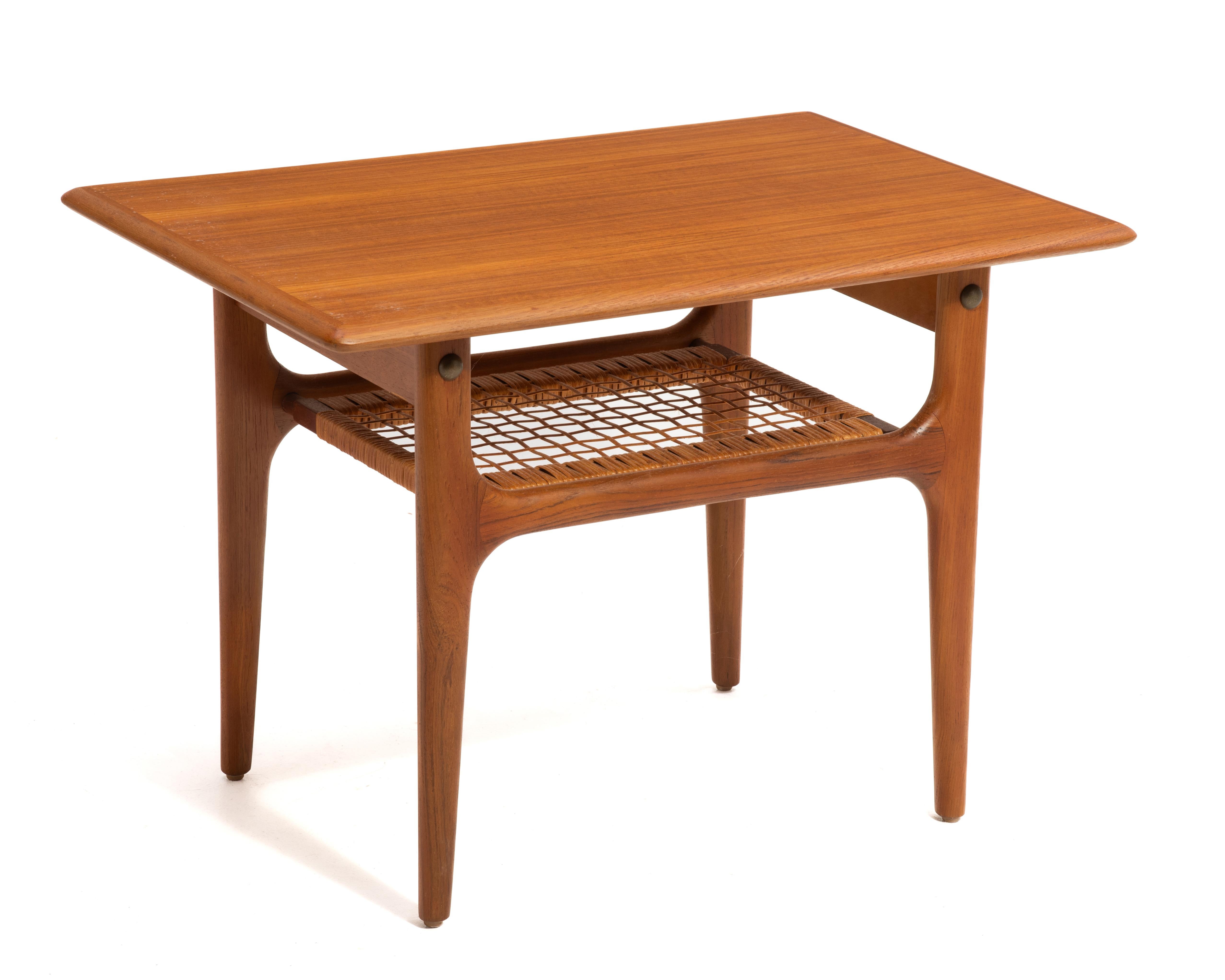 Trioh Møbelfabrik Danish Mid Century Teak Cane Side Table 2