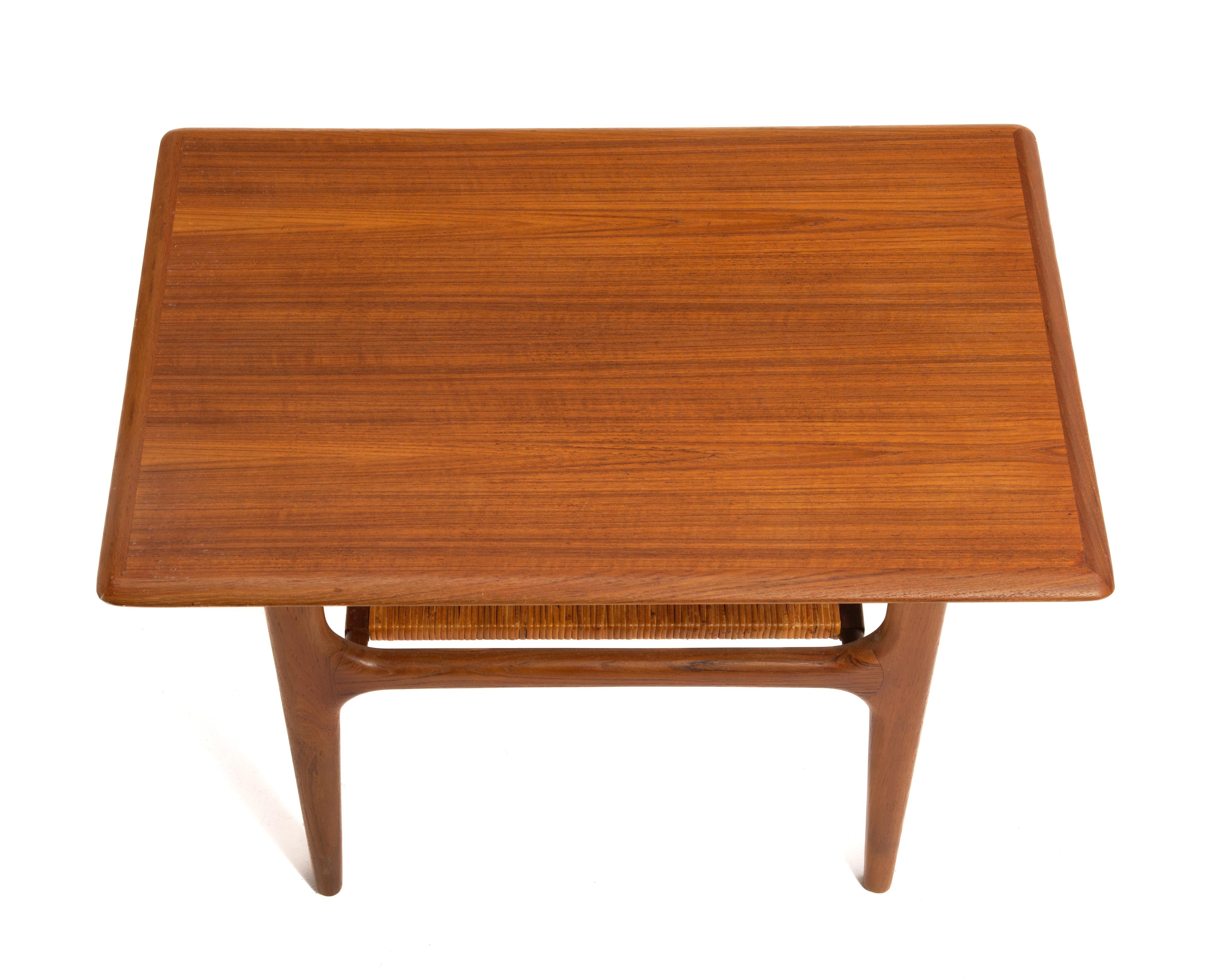 Trioh Møbelfabrik Danish Mid Century Teak Cane Side Table 3