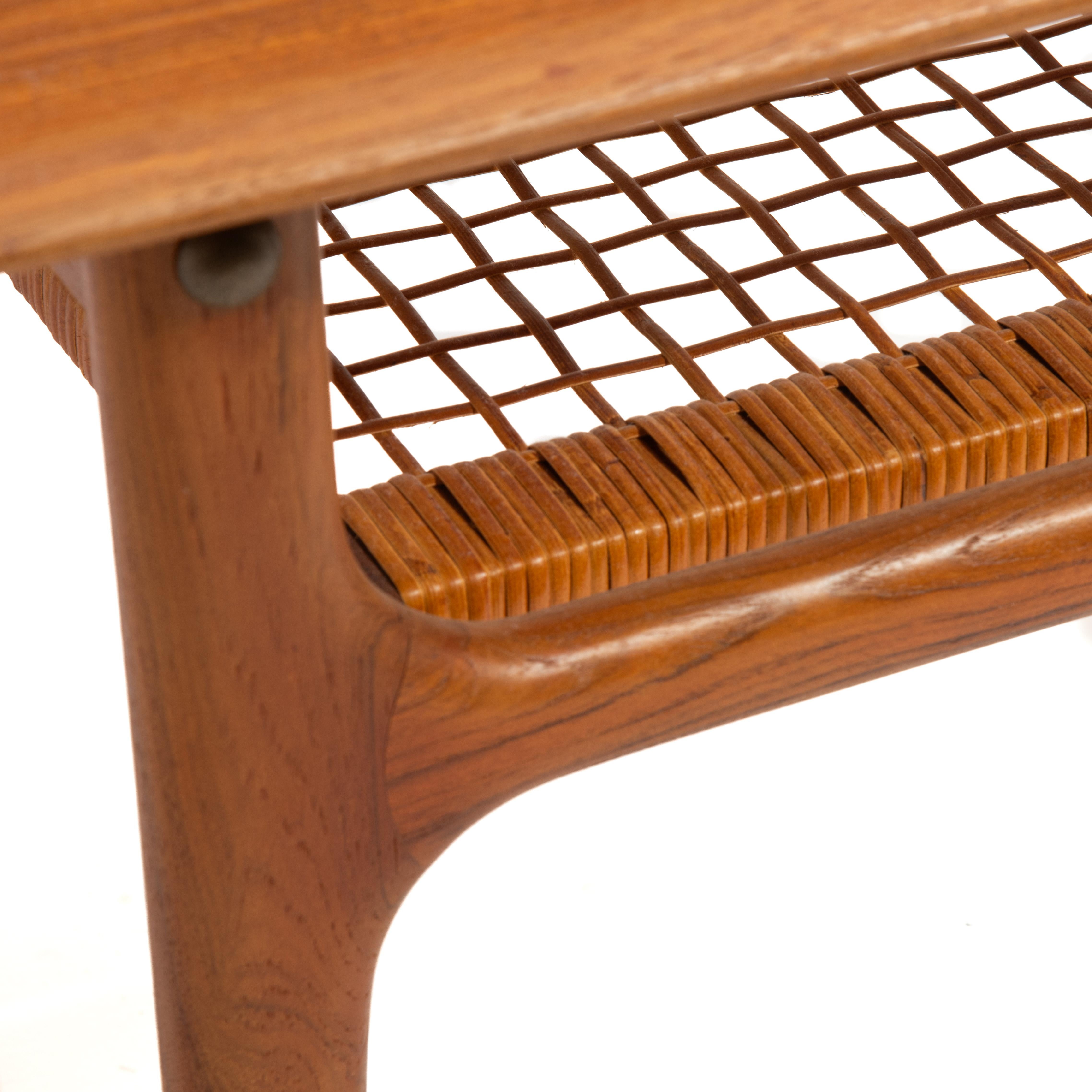 Trioh Møbelfabrik Danish Mid Century Teak Cane Side Table 5