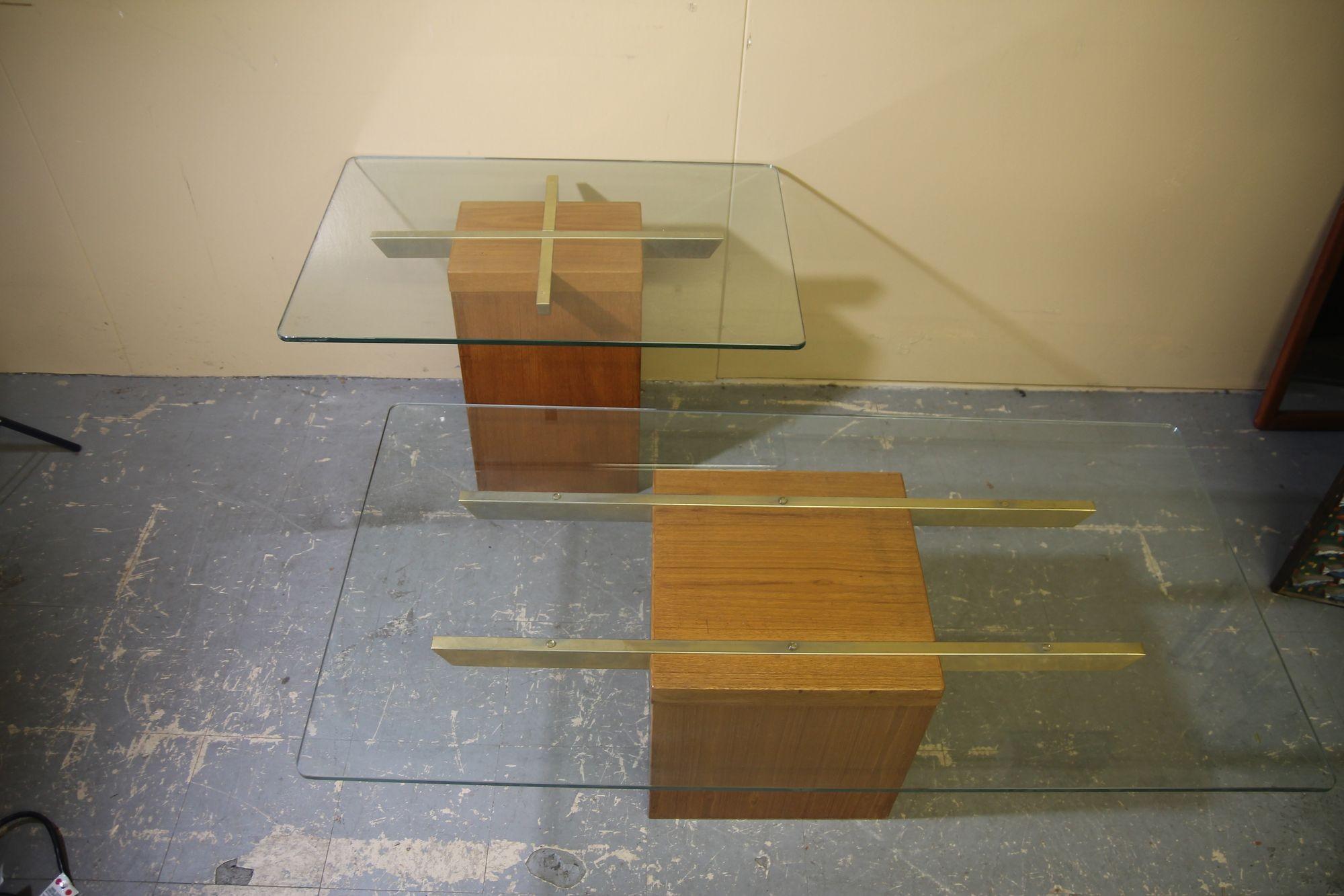 Late 20th Century Trioh Mobler Coffee Table and Side Table For Sale