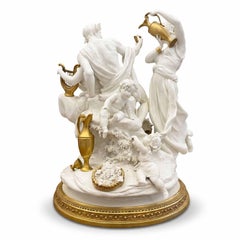 Triumph des Bacchus Skulptur von Giuseppe Cappè 1962 aus weißem Porzellan und Gold