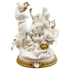 Triumph des Bacchus Skulptur von Giuseppe Cappè 1962 aus weißem Porzellan und Gold