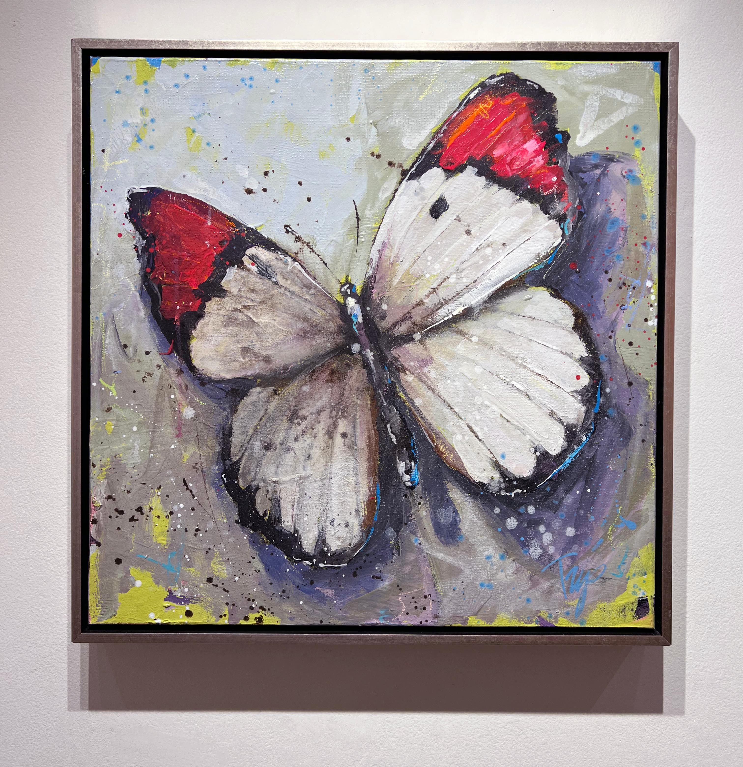 « Trip Park », « Another Fly », peinture à l'huile abstraite sur toile, 24 x 24 en vente 1