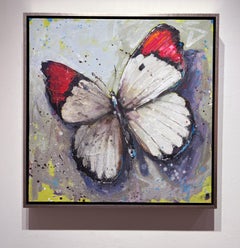 Trip Park, "Another Fly", 24x24 Abstract Butterfly Oil Painting on Canvas