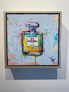 Trip Park, "Brainy Chanel", 12x12 Colorful Chanel No5 Perfume Bottle Painting