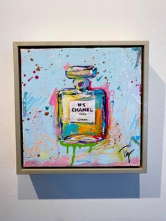 Trip Park, "Charming Chanel", Colorful 12x12 Chanel No5 Perfume Bottle Painting