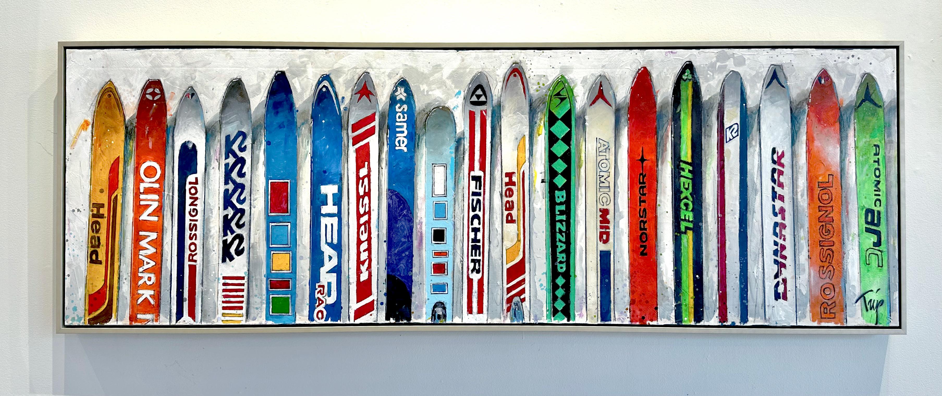 Trip Park, « Classic Skis », peinture vintage de skis de montagne sur toile, 24 x 72 1
