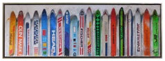 Trip Park, "Classic Skis", 24x72 Vintage Mountain Snow Skis Painting on Canvas