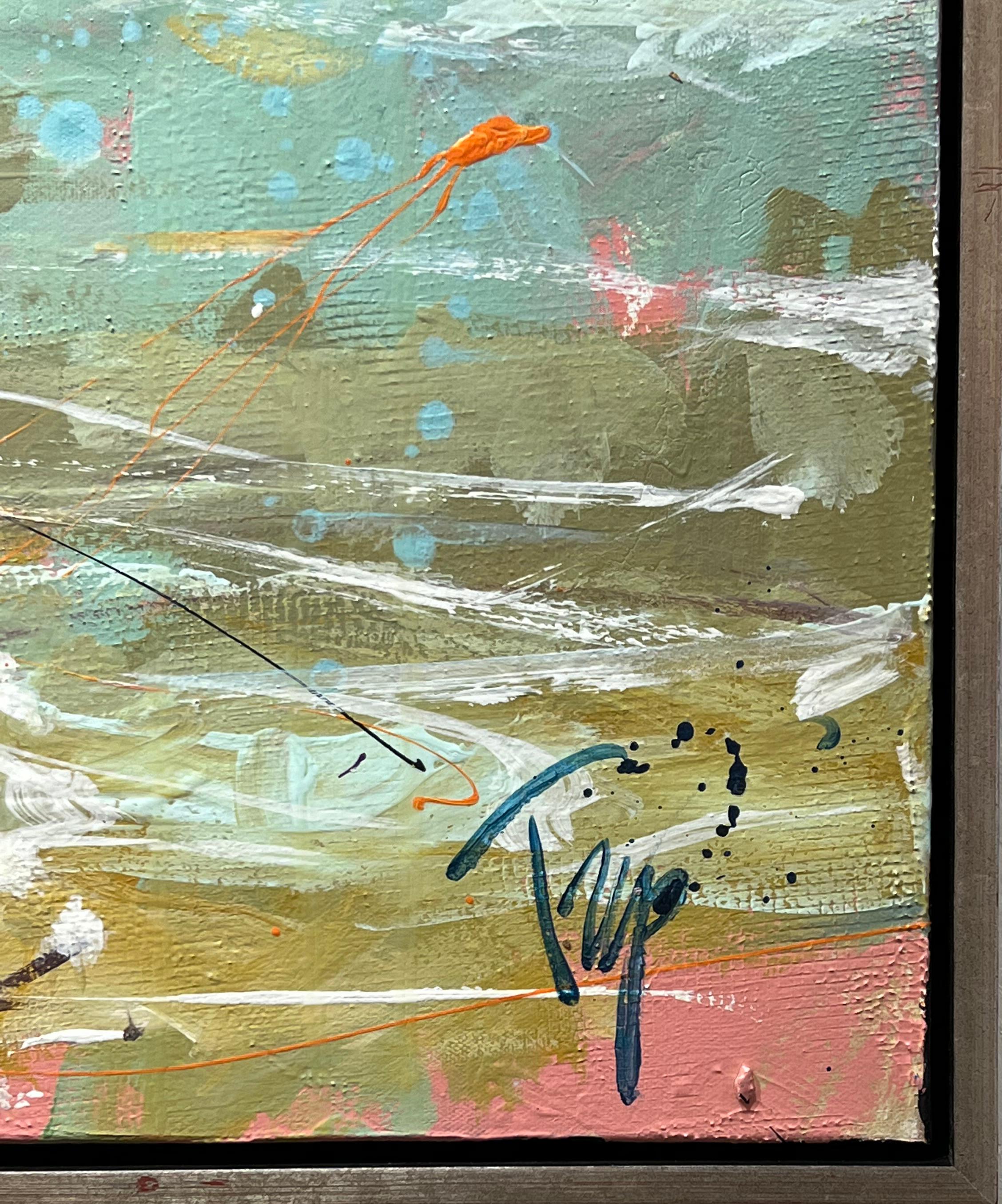 Trip Park, «shin' Solo », peinture à l'huile sur toile colorée représentant un pêcheur sur une plage, 36 x 48 en vente 6
