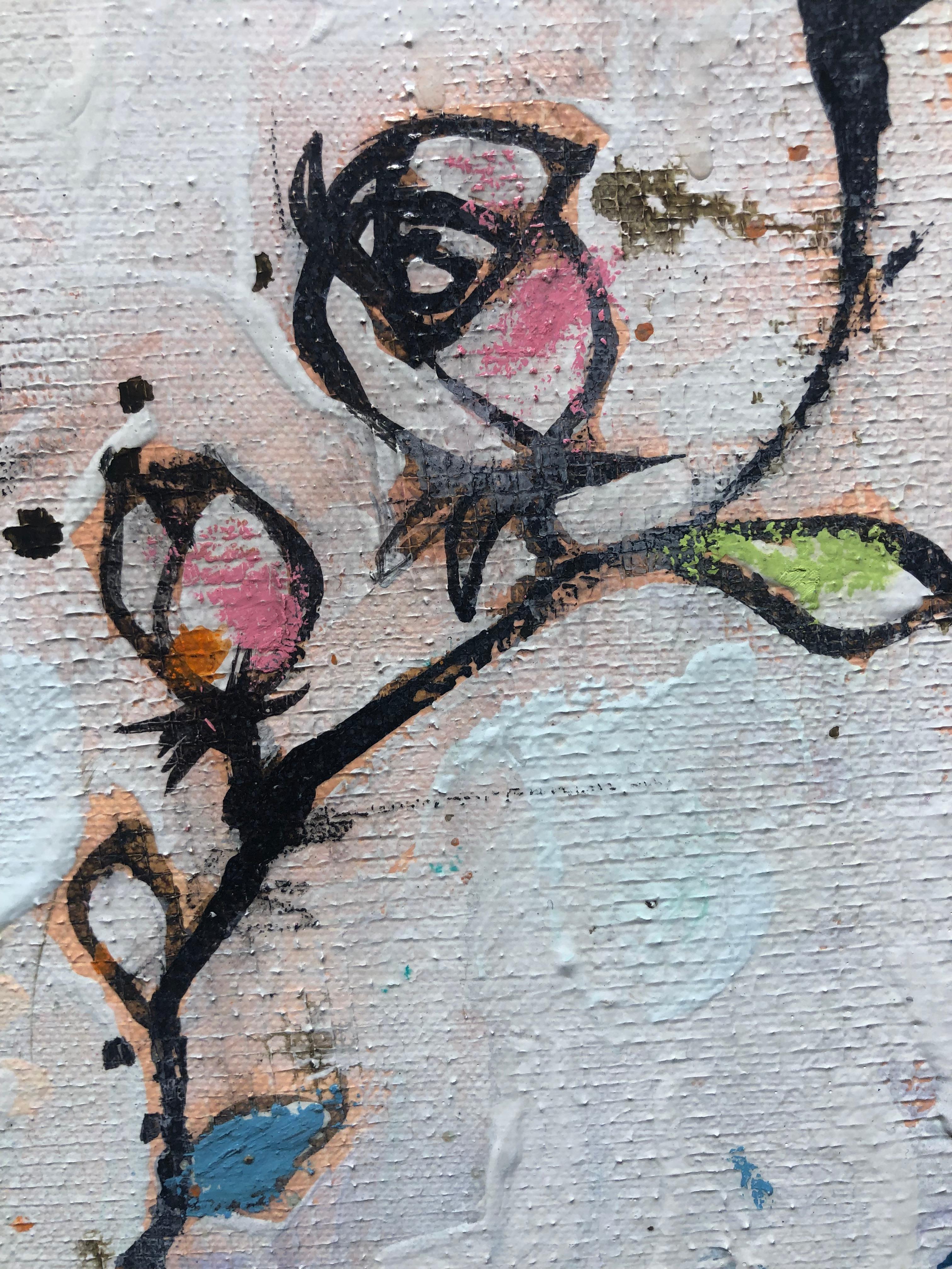Trip Park, «ppie Flies », peinture à l'huile sur toile à fleurs fantaisistes de papillons en vente 6