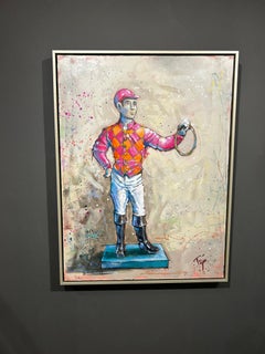 Trip Park, "Saratoga Jockey", 40x30 Lawn Jockey Acrylic Painting on Canvas