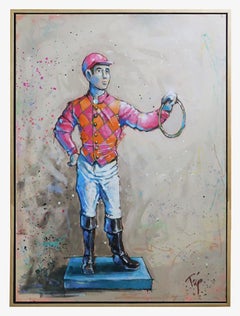 Trip Park, "Saratoga Jockey", 40x30 Lawn Jockey Acrylic Painting on Canvas