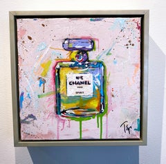 Trip Park, "Spirited Chanel", 12x12 Colorful Chanel No5 Perfume Bottle Painting