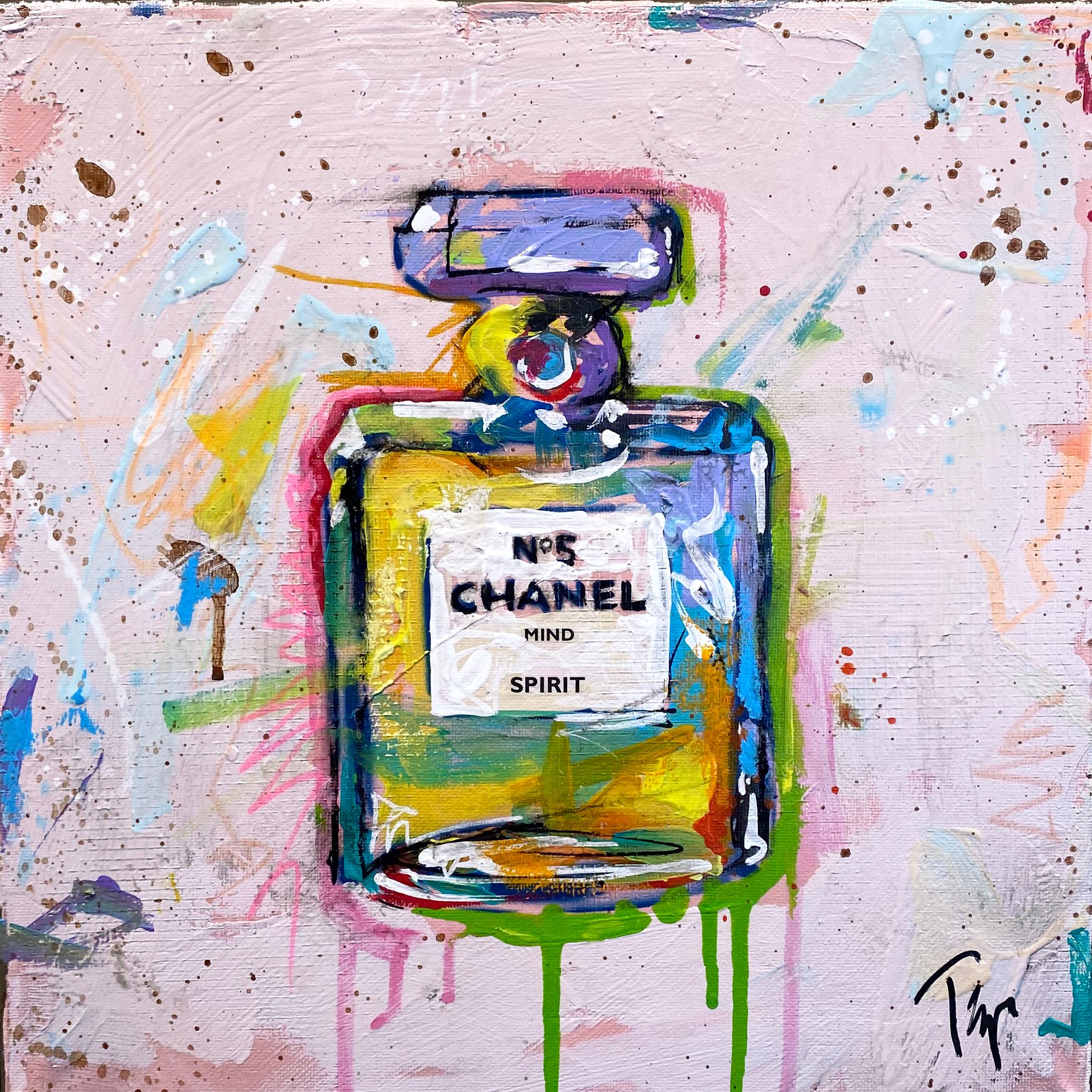 Trip Park - Trip Park, Spirited Chanel, 12x12 Colorful Chanel No5 Perfume  Bottle Painting For Sale at 1stDibs