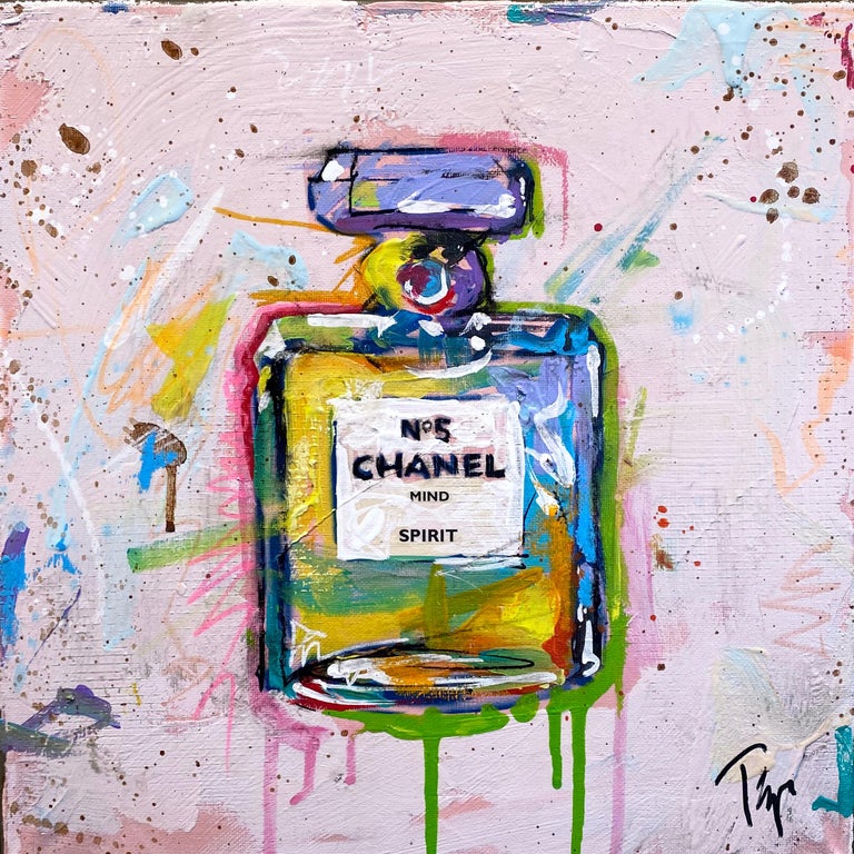 Trip Park - Trip Park, Spirited Chanel, 12x12 Colorful Chanel No5 Perfume  Bottle Painting