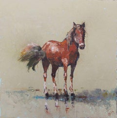 Trip Park, ""Wild Thing", 48x48, Grünes Equine-Pferd, Ölgemälde auf Leinwand