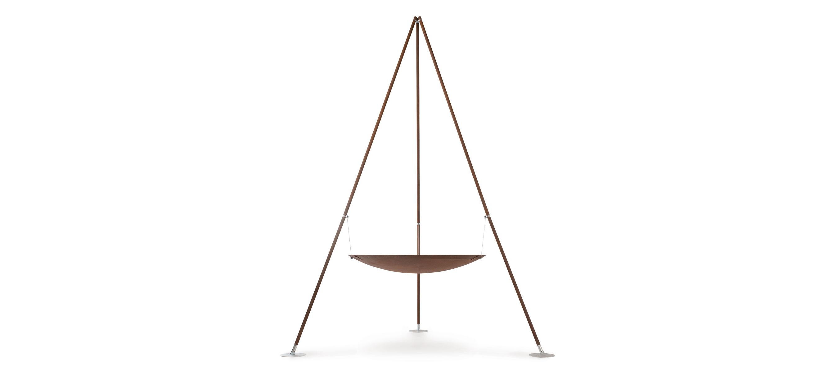 Tripee fire pit by AK47 Design.

Steel fire pit Ø1200 mm.
Tripee is a wood-burning outdoor fire pit in which the stereotypical classic Indian tepee as a social element is combined with the magic of fire.
The two elements blend in a single