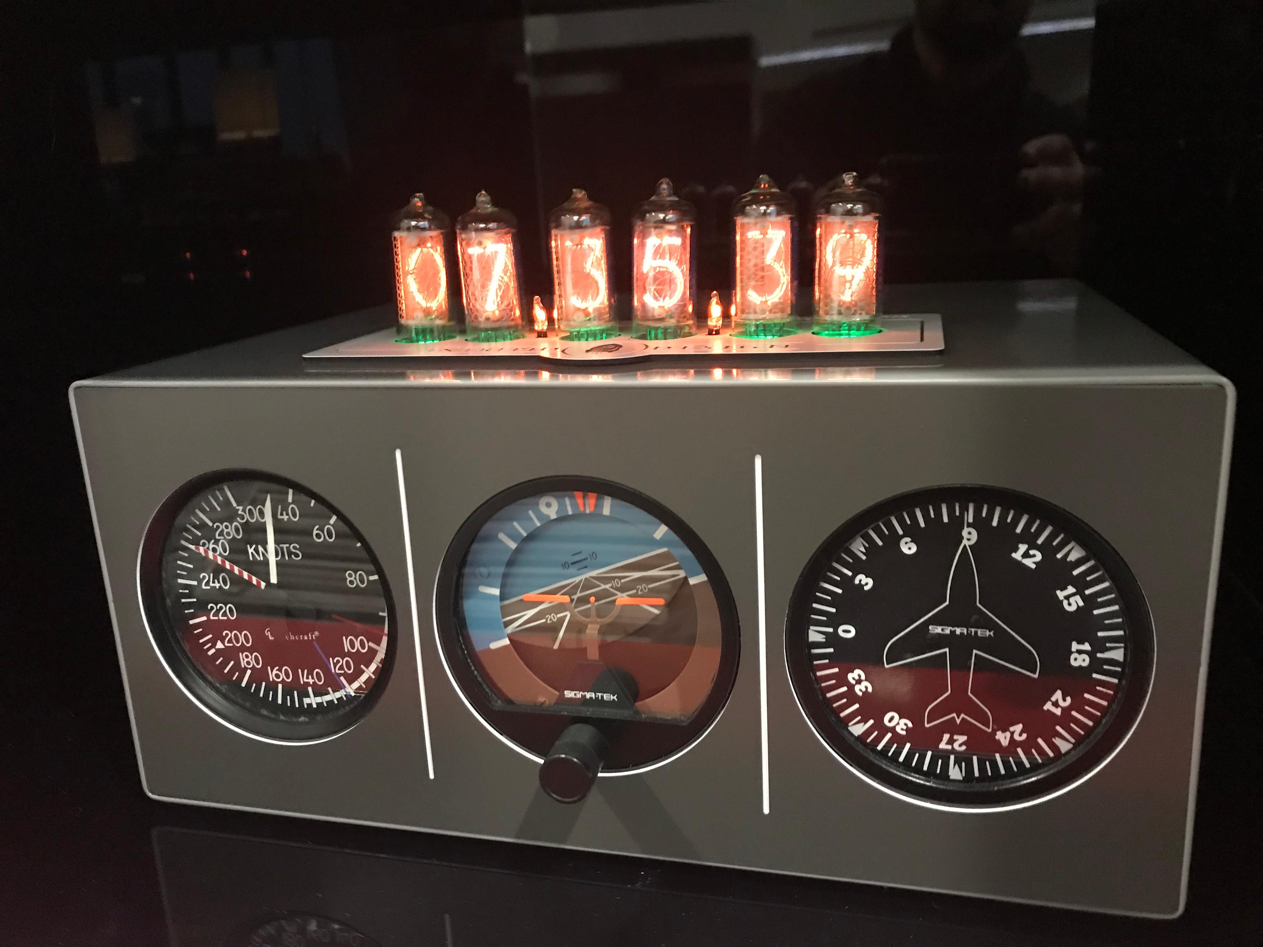 Triple Aircraft Instrument Nixie Clock For Sale 4