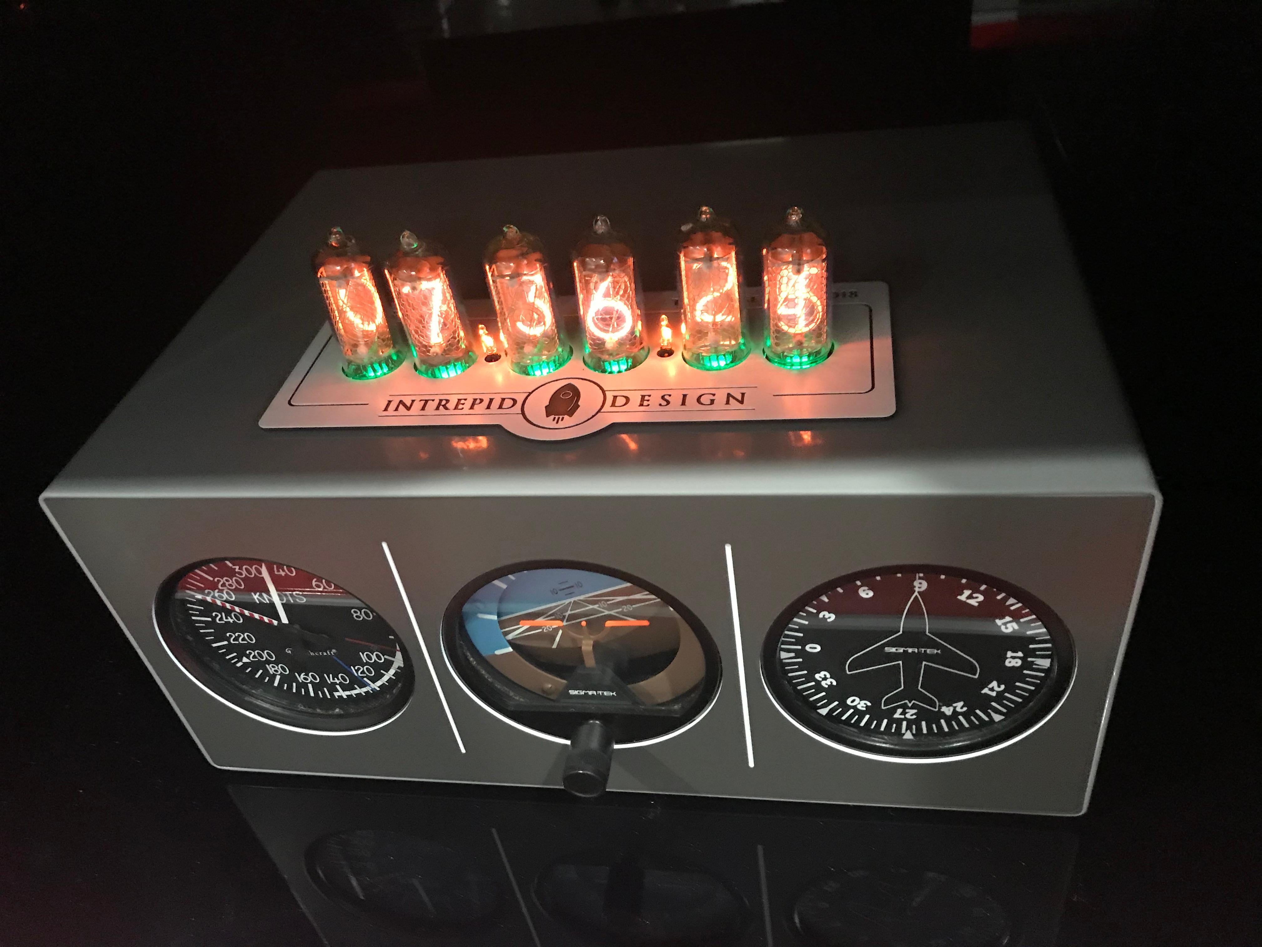 Triple Aircraft Instrument Nixie Clock For Sale 6