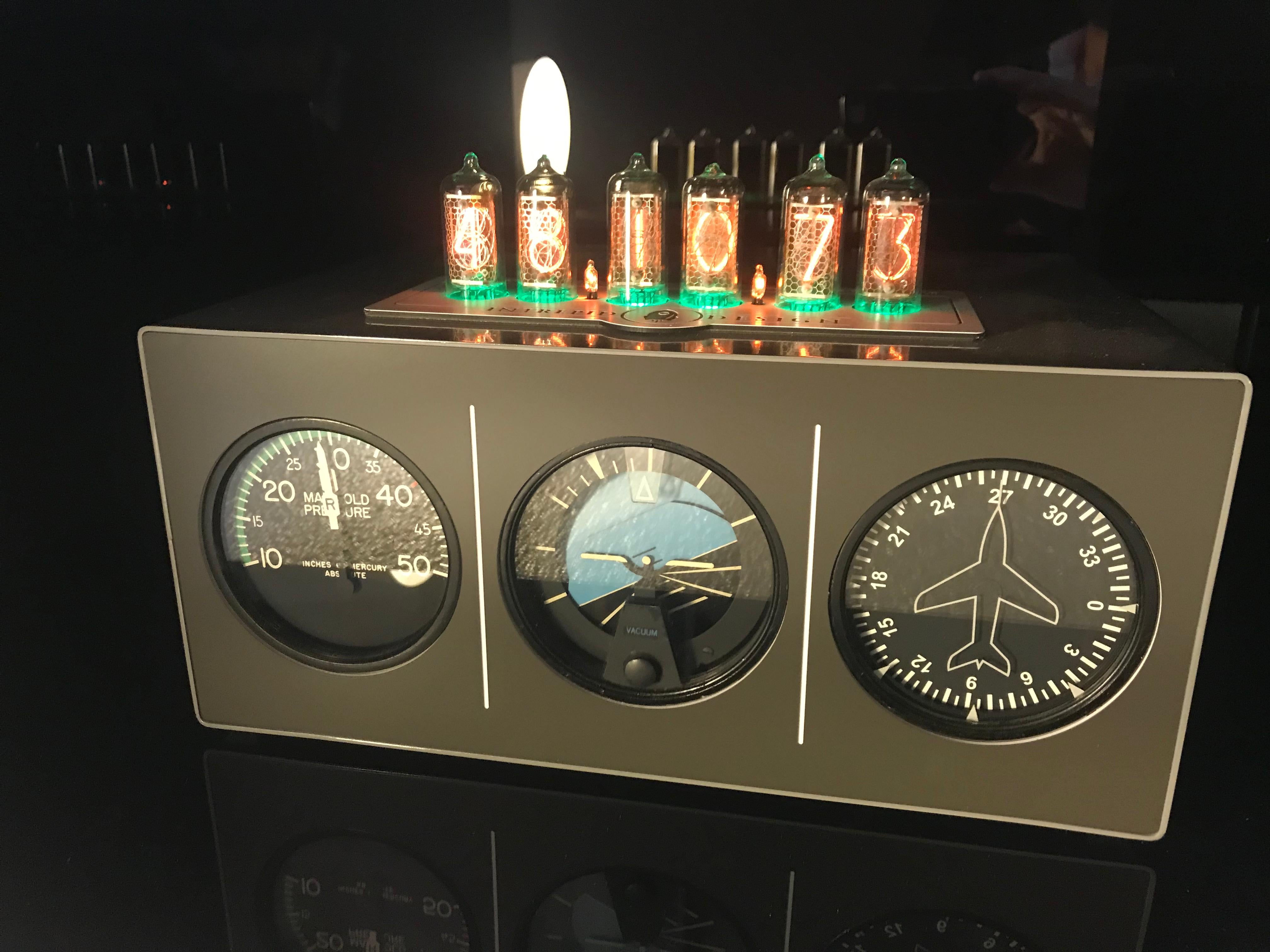 Triple Aircraft Instrument Nixie Clock For Sale 10