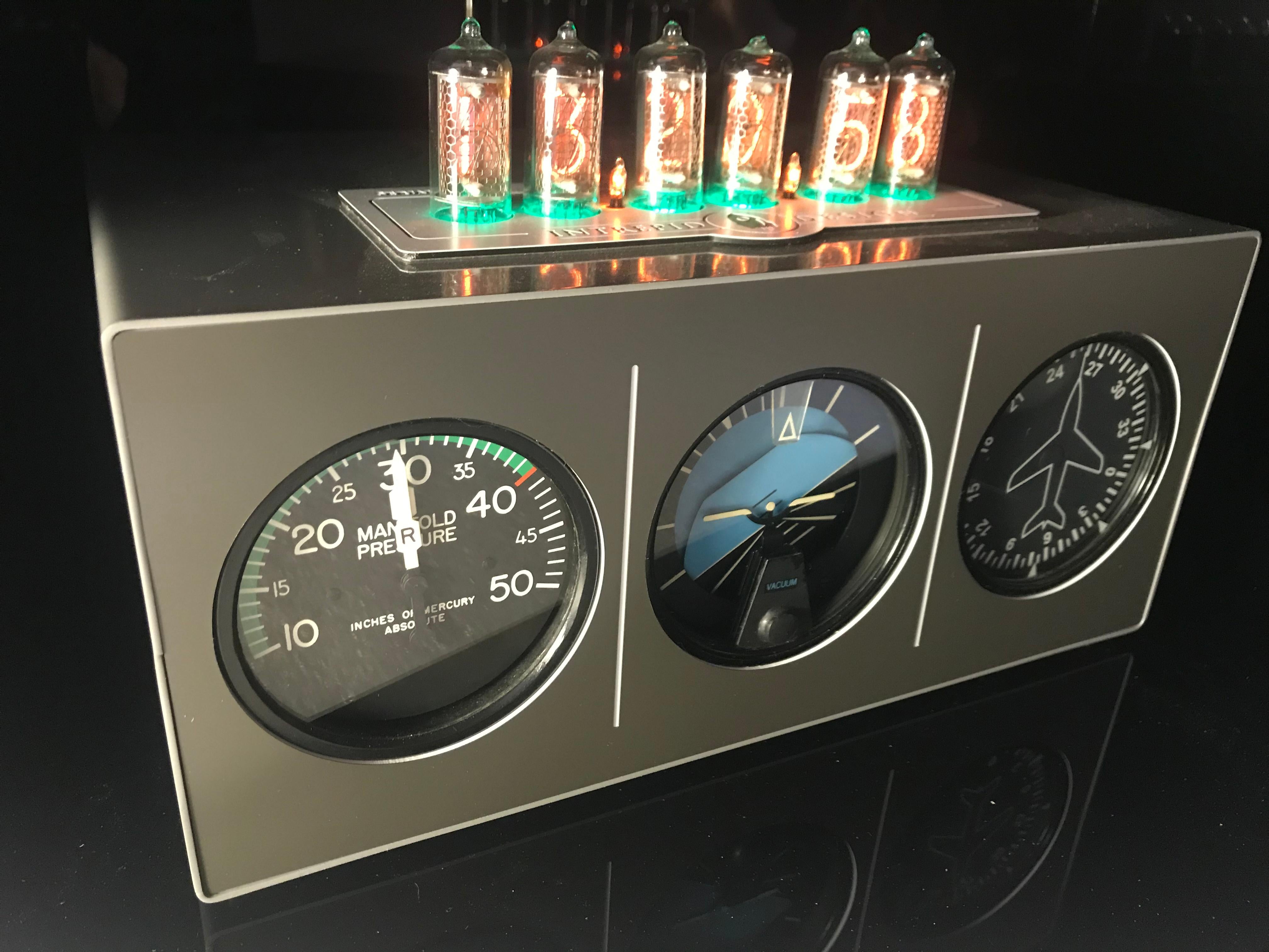 Triple Aircraft Instrument Nixie Clock For Sale 11