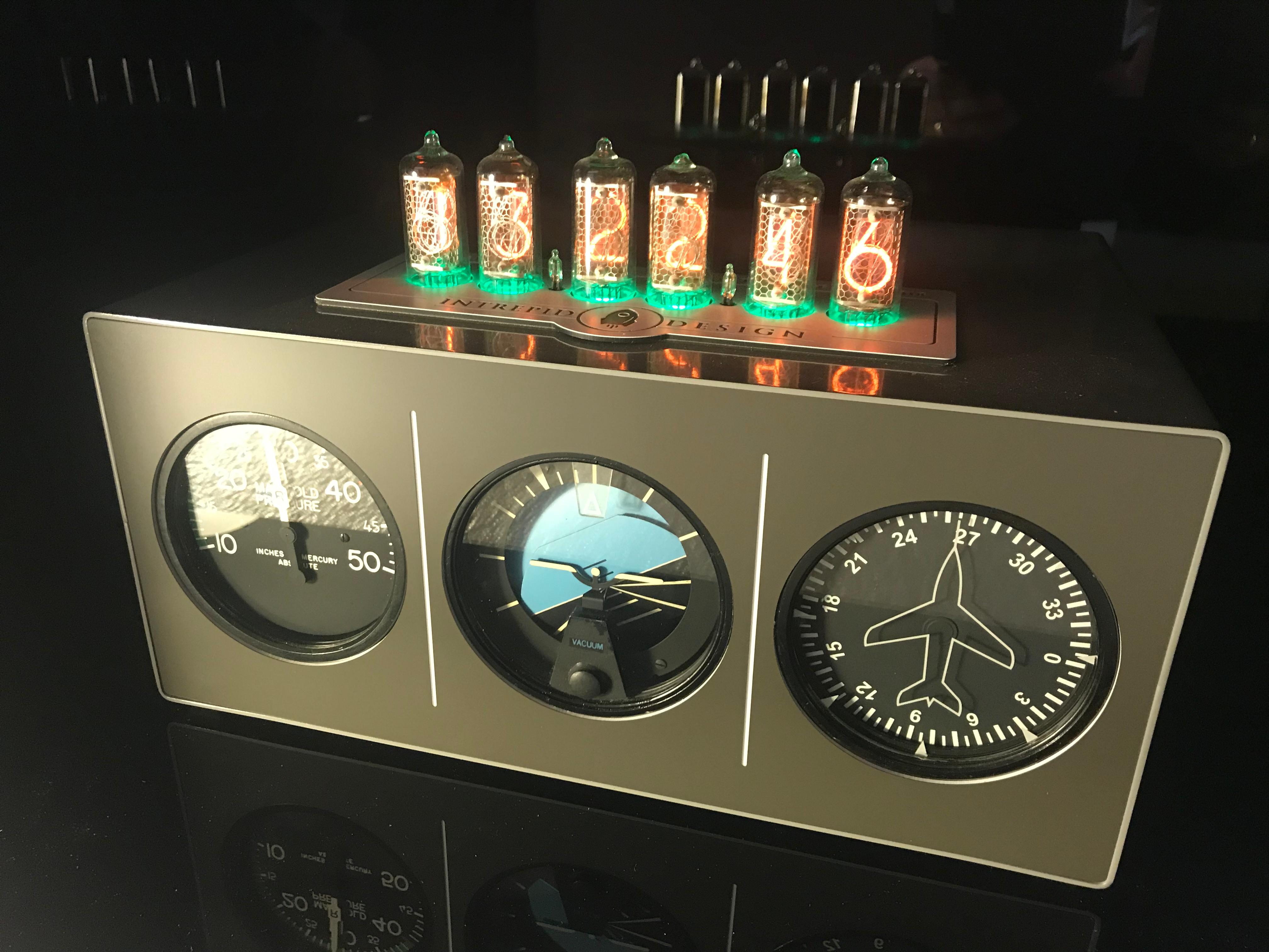 Triple Aircraft Instrument Nixie Clock For Sale 12