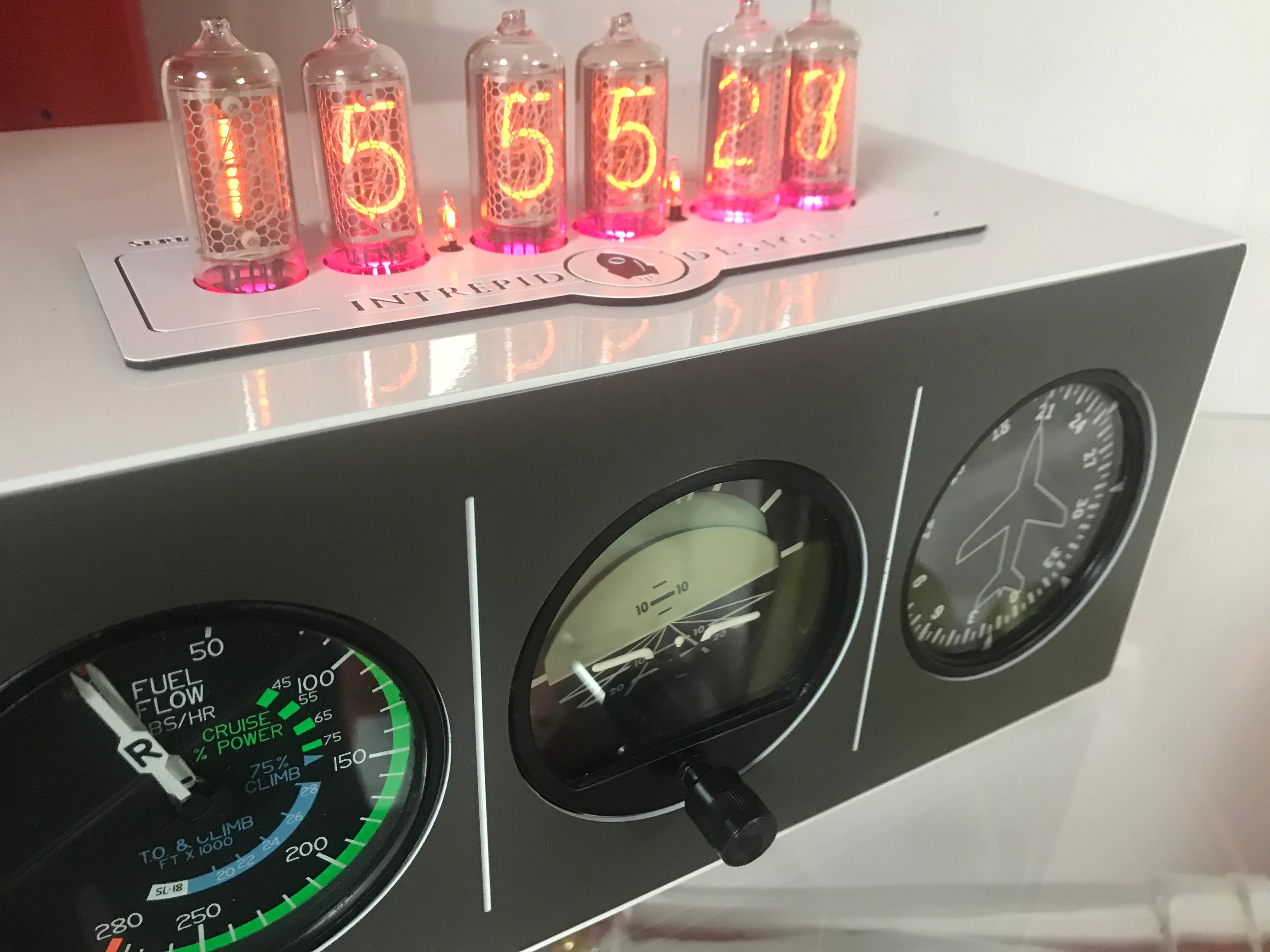 Triple Aircraft Instrument Nixie Clock For Sale 2