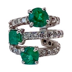 Triple Alegria Diamond and Emerald Cuff