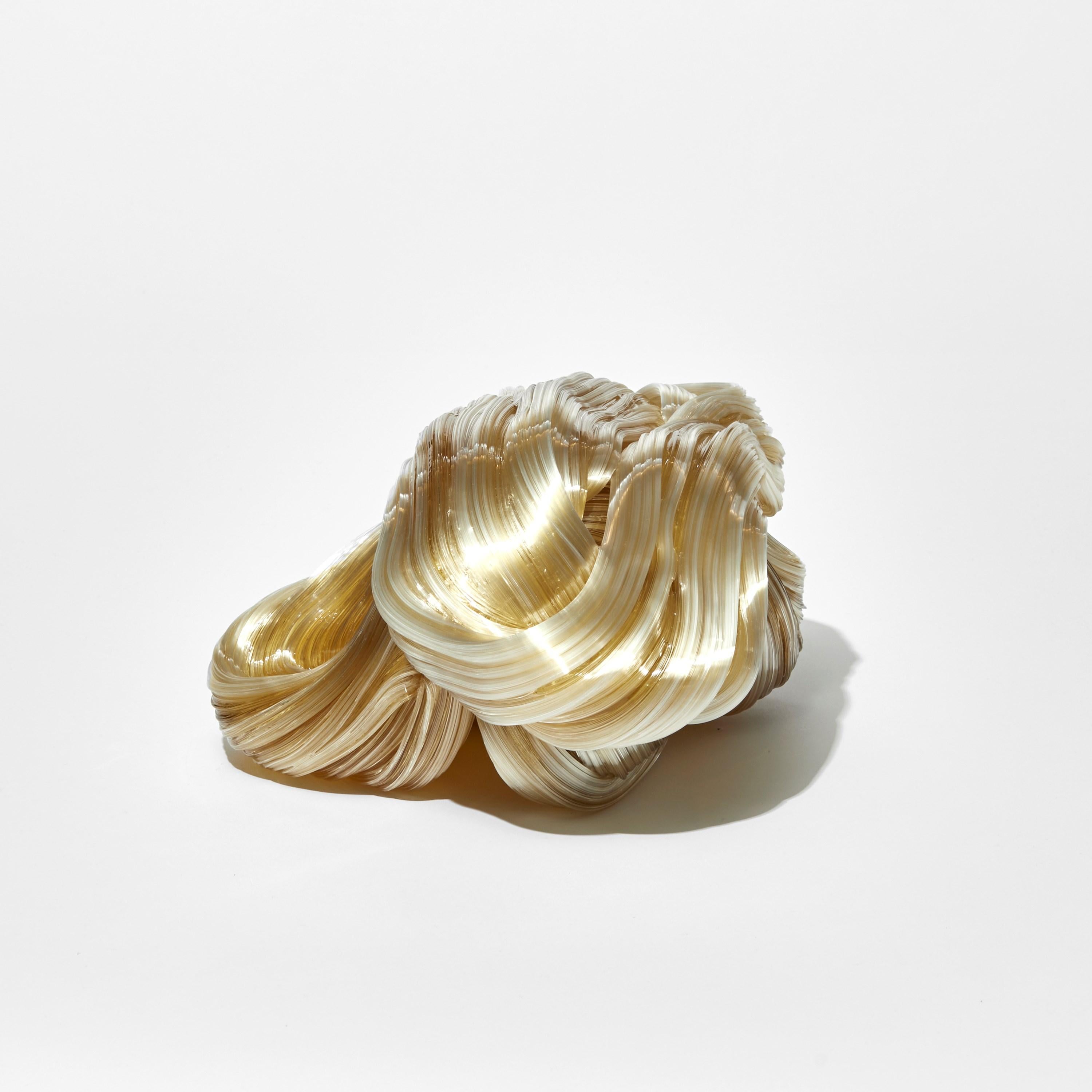 Organic Modern Triple Amber, an abstract piled mass glass sculpture by Maria Bang Espersen