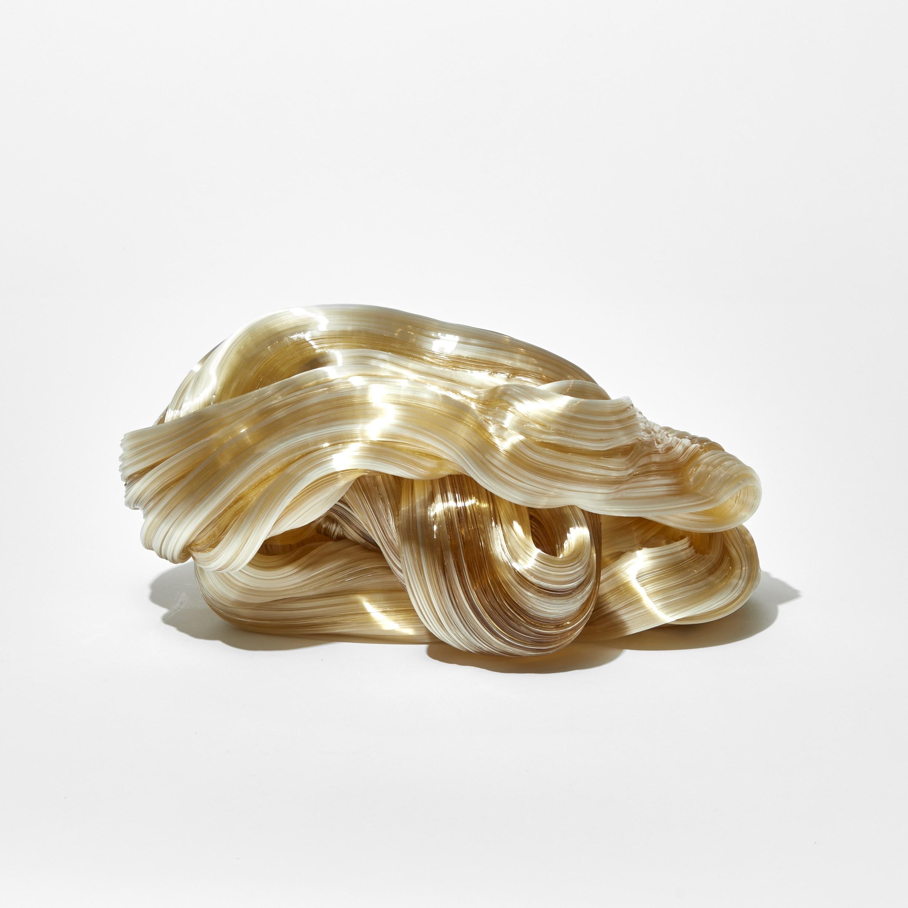 Swedish Triple Amber, an abstract piled mass glass sculpture by Maria Bang Espersen