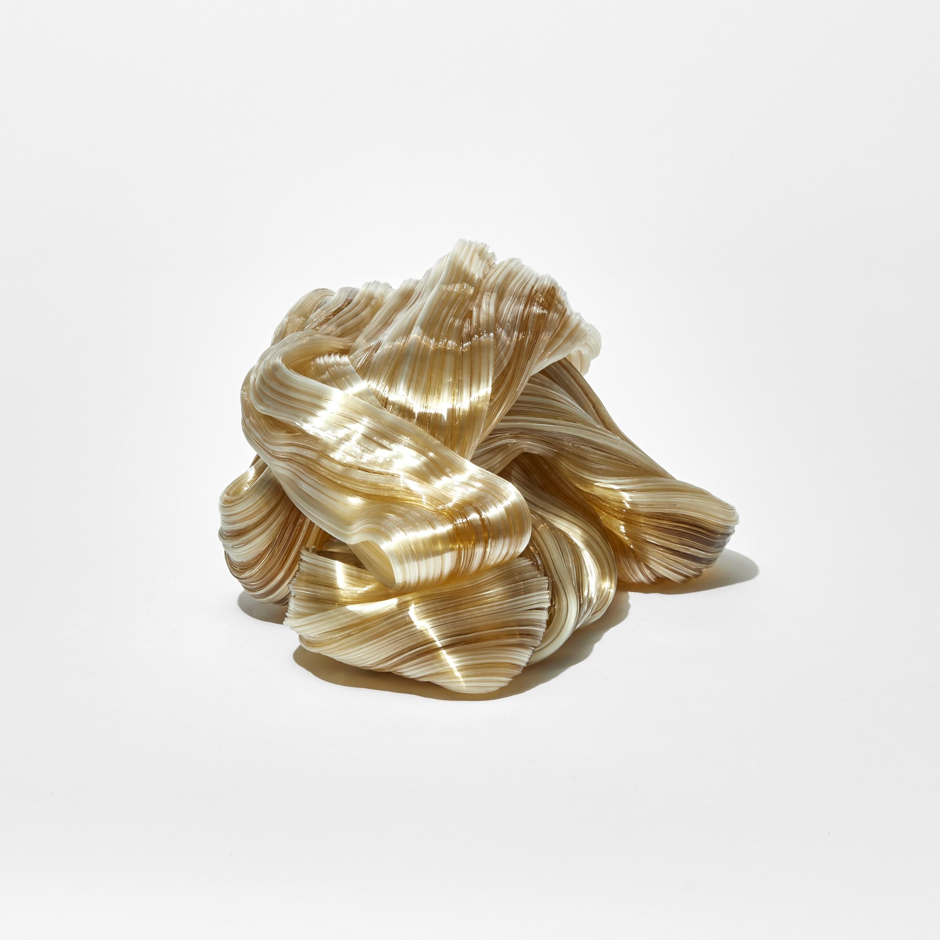 Hand-Crafted Triple Amber, an abstract piled mass glass sculpture by Maria Bang Espersen