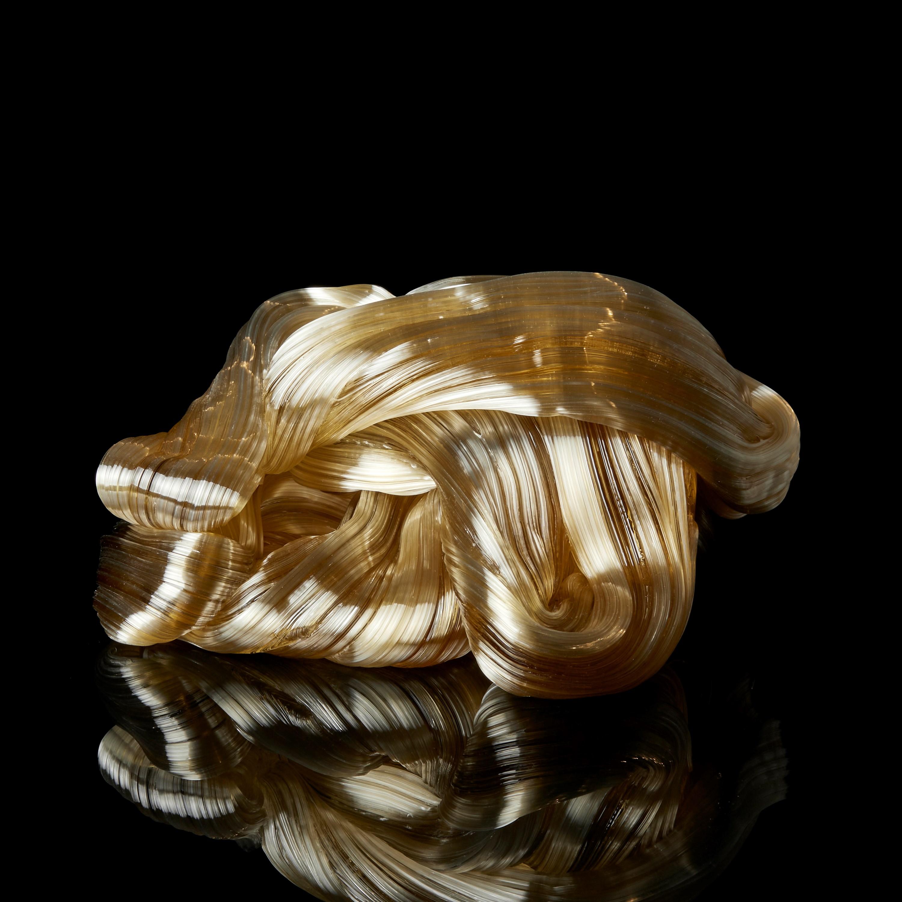 Triple Amber, an abstract piled mass glass sculpture by Maria Bang Espersen In New Condition In London, GB
