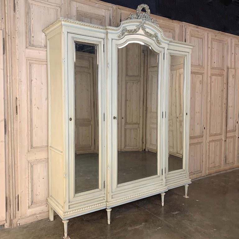 Triple Armoire, Antique Italian Louis XVI Painted For Sale at 1stdibs