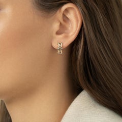 Triple Band Bezel Set Diamond Hoops 14K Yellow/ White Gold