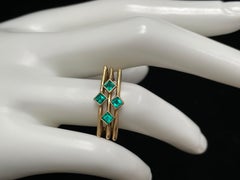 Triple Band Columbian Emeralds 18K Gold Ring