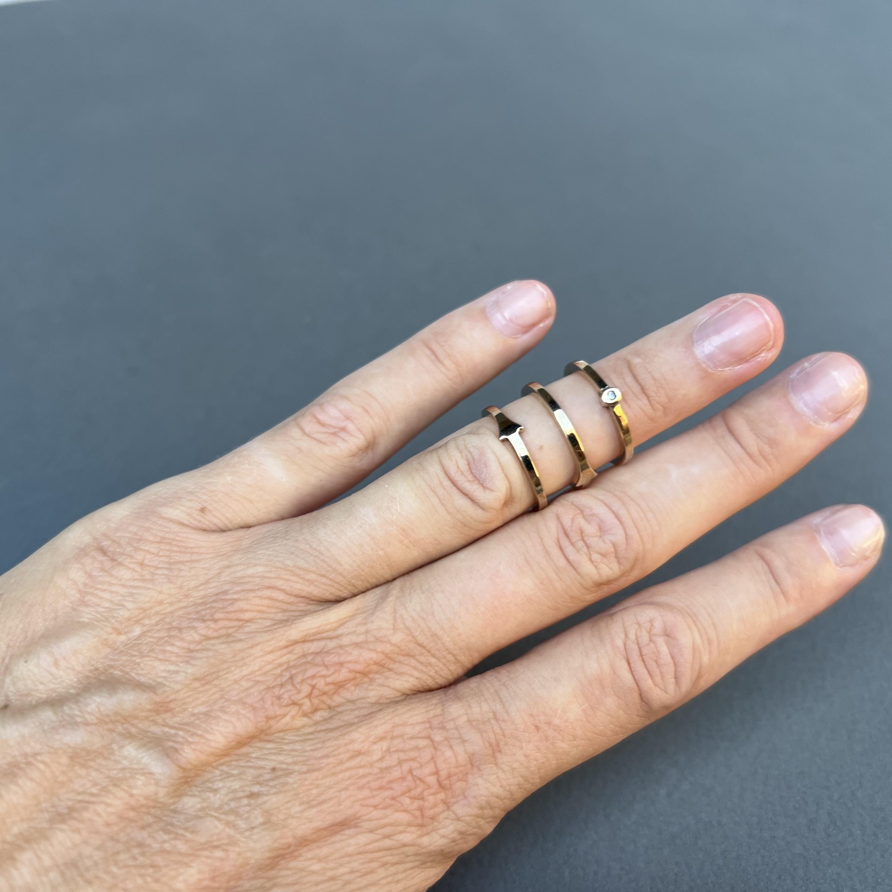 Triple Band Ring White Diamond Gold Ring Cocktail Ring J Dauphin In New Condition For Sale In Los Angeles, CA