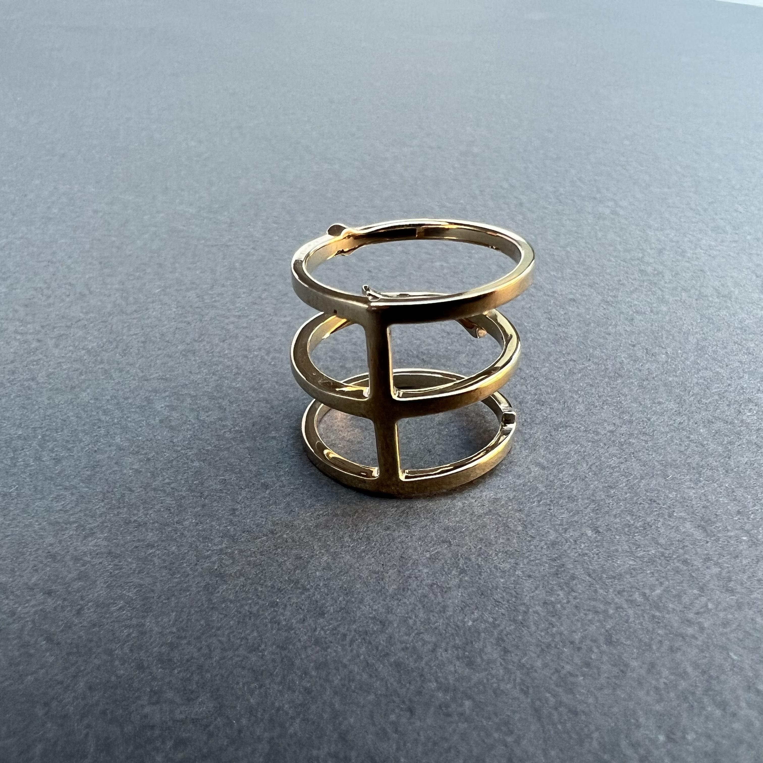 Triple Band Ring White Diamond Gold Ring Cocktail Ring J Dauphin For Sale 3