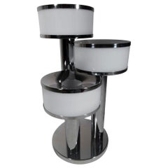 Triple Based White Plexiglass Vintage Spanish Table Lamp
