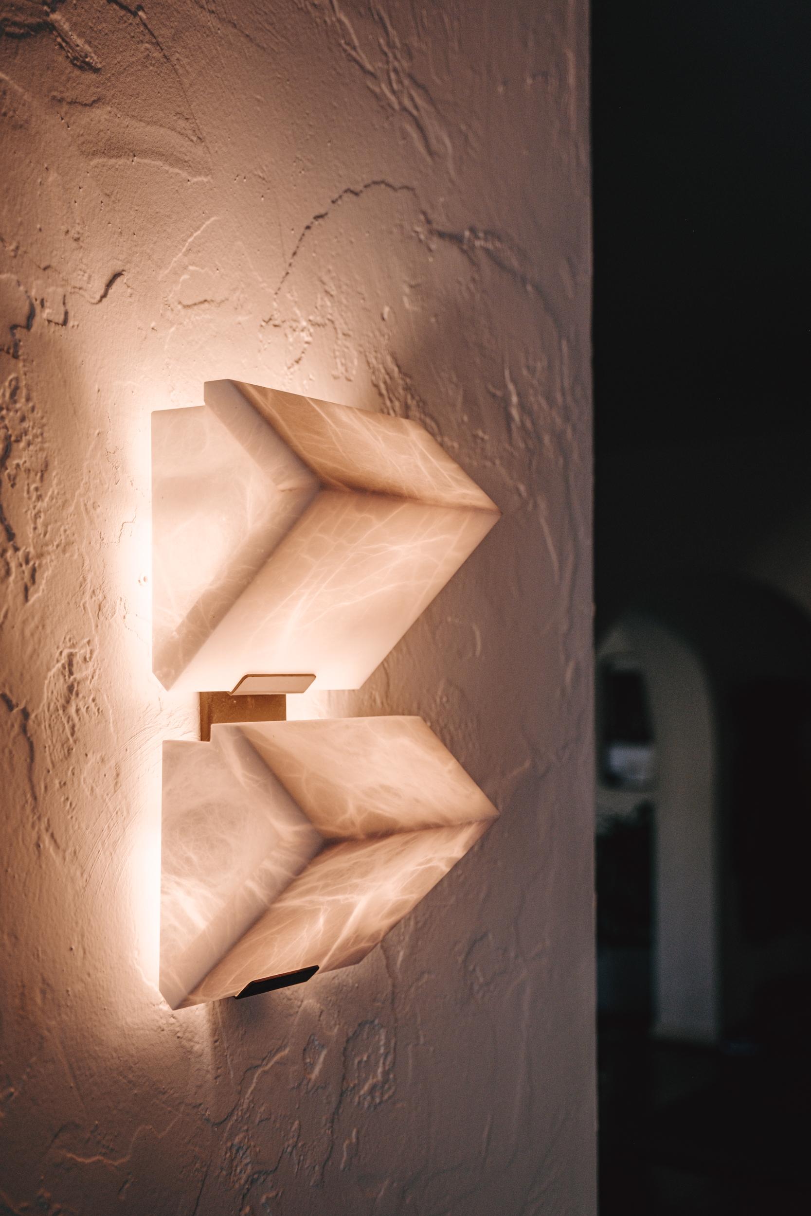 'Triple Block' Model #185 Alabaster Sconce in the Manner of Pierre Chareau For Sale 8