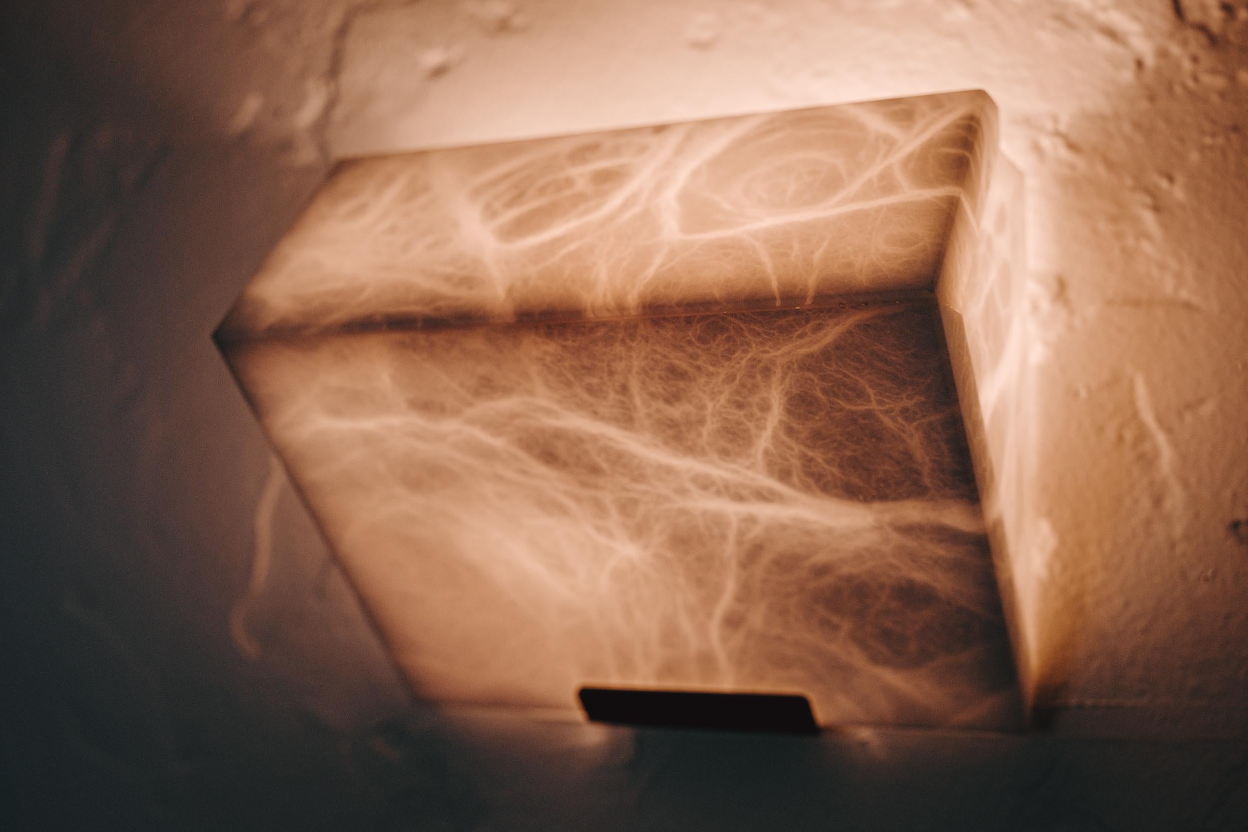 'Triple Block' Model #185 Alabaster Sconce in the Manner of Pierre Chareau For Sale 9