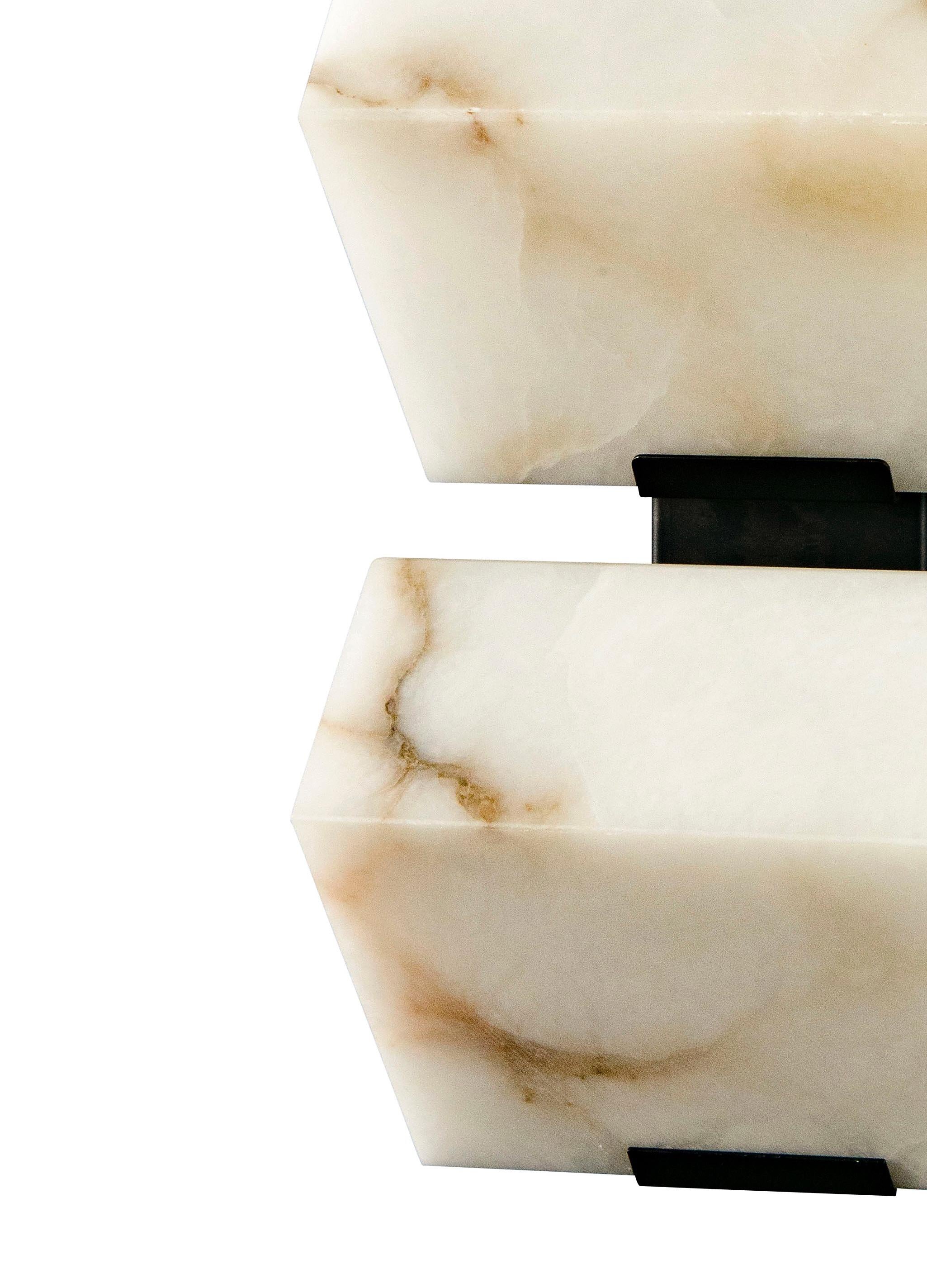 French 'Triple Block' Model #185 Alabaster Sconce in the Manner of Pierre Chareau For Sale