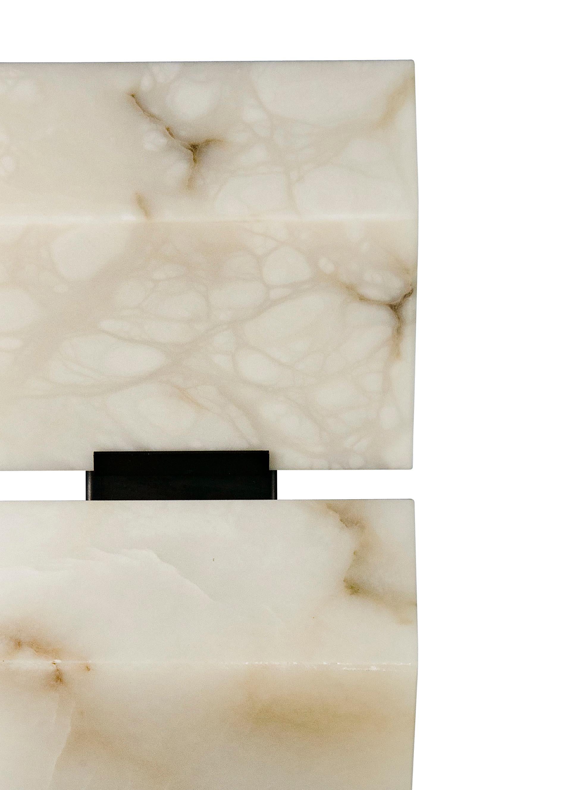 Powder-Coated 'Triple Block' Model #185 Alabaster Sconce in the Manner of Pierre Chareau For Sale