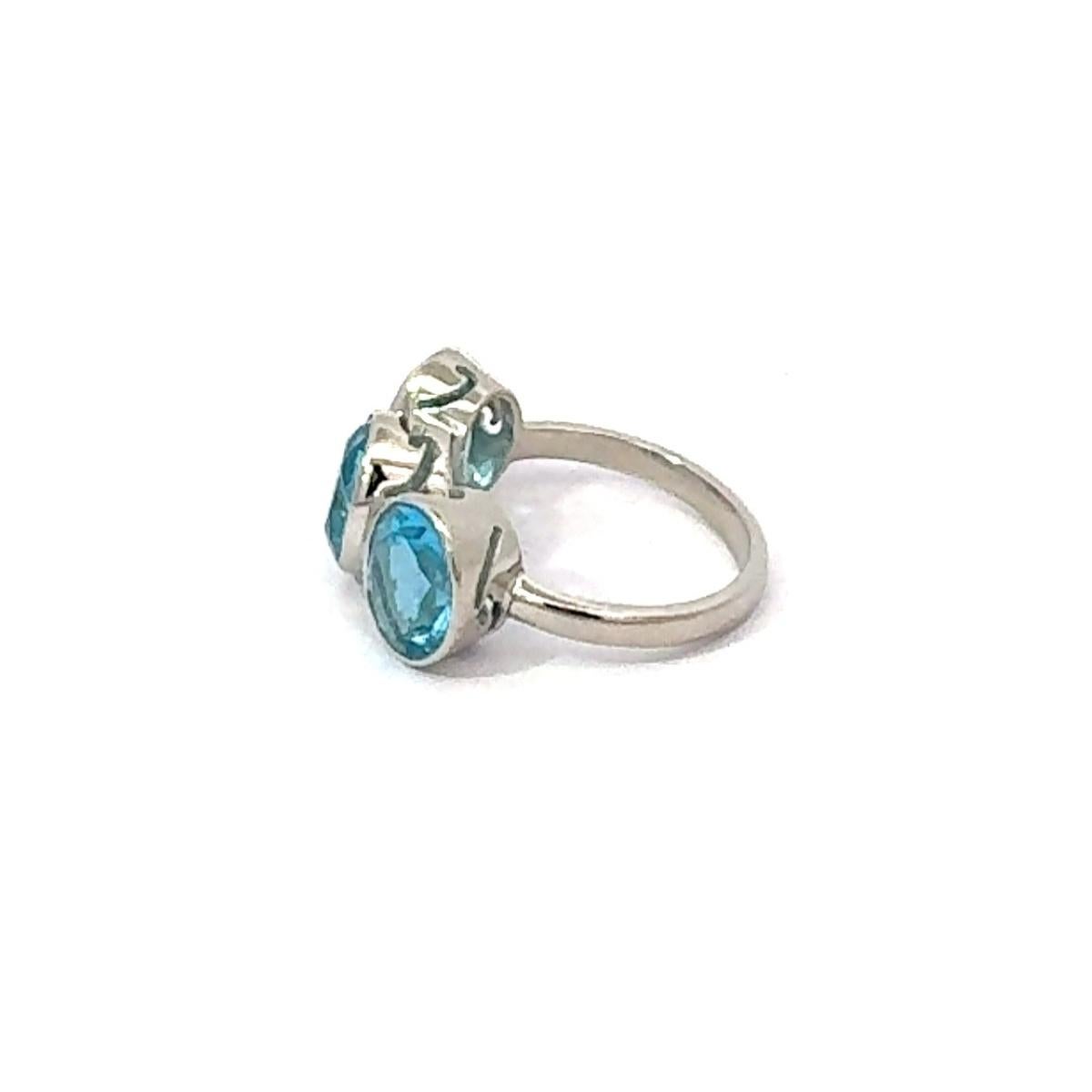 in vendita:  Anello unisex sfaccettato con triplo topazio blu per lui in A. Silver 925 2